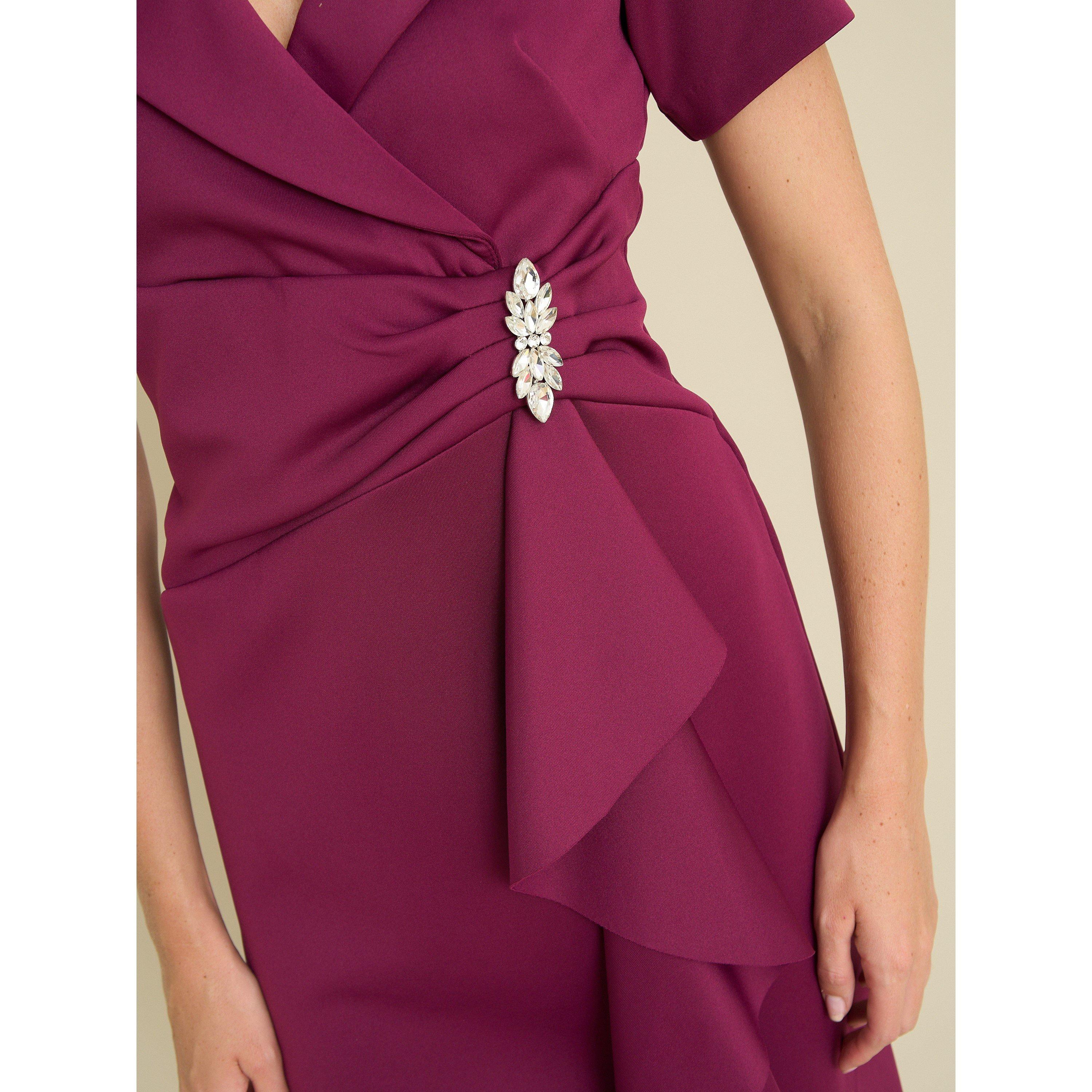 Wine - Gina Bacconi - Virginie Draped Wrap Dress - 4