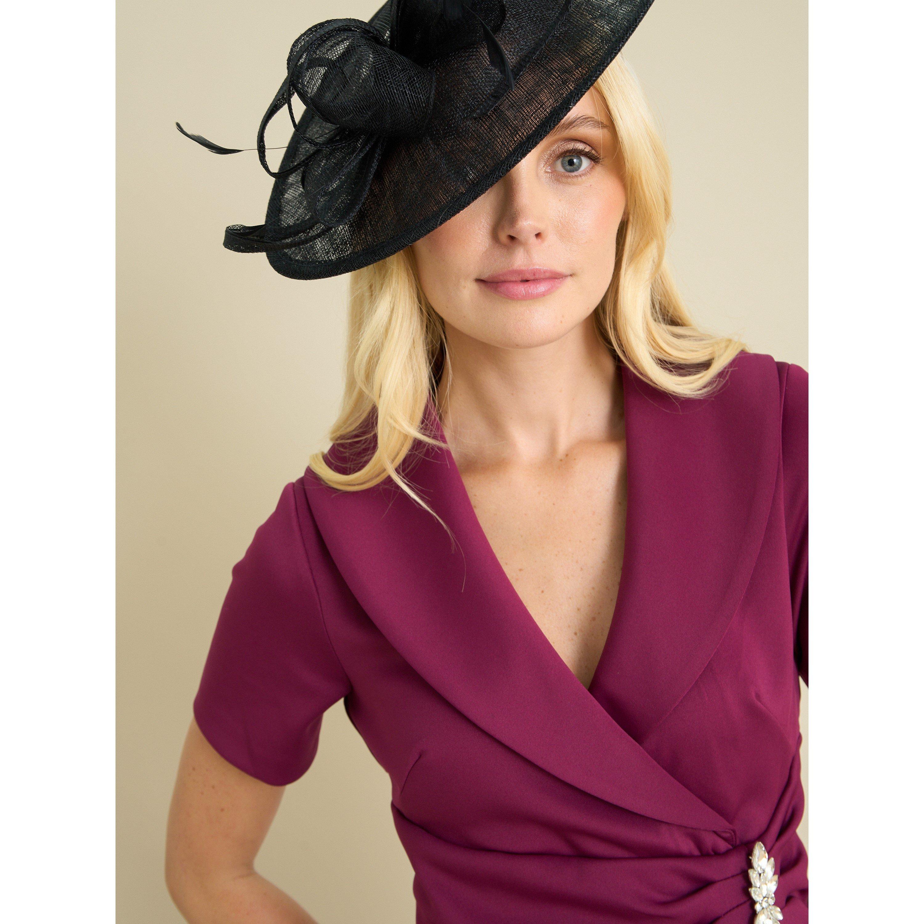 Wine - Gina Bacconi - Virginie Draped Wrap Dress - 5