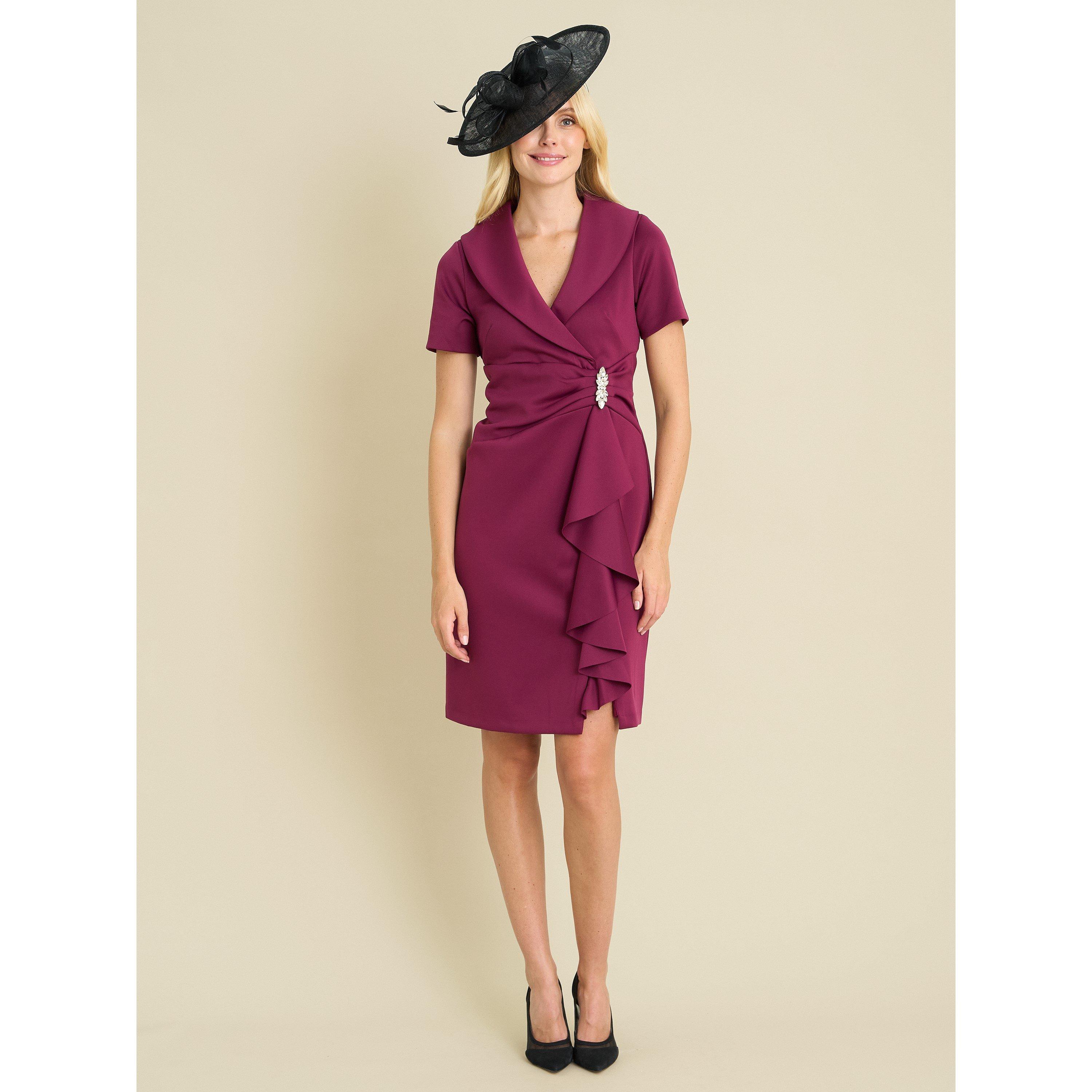 Wine - Gina Bacconi - Virginie Draped Wrap Dress - 6