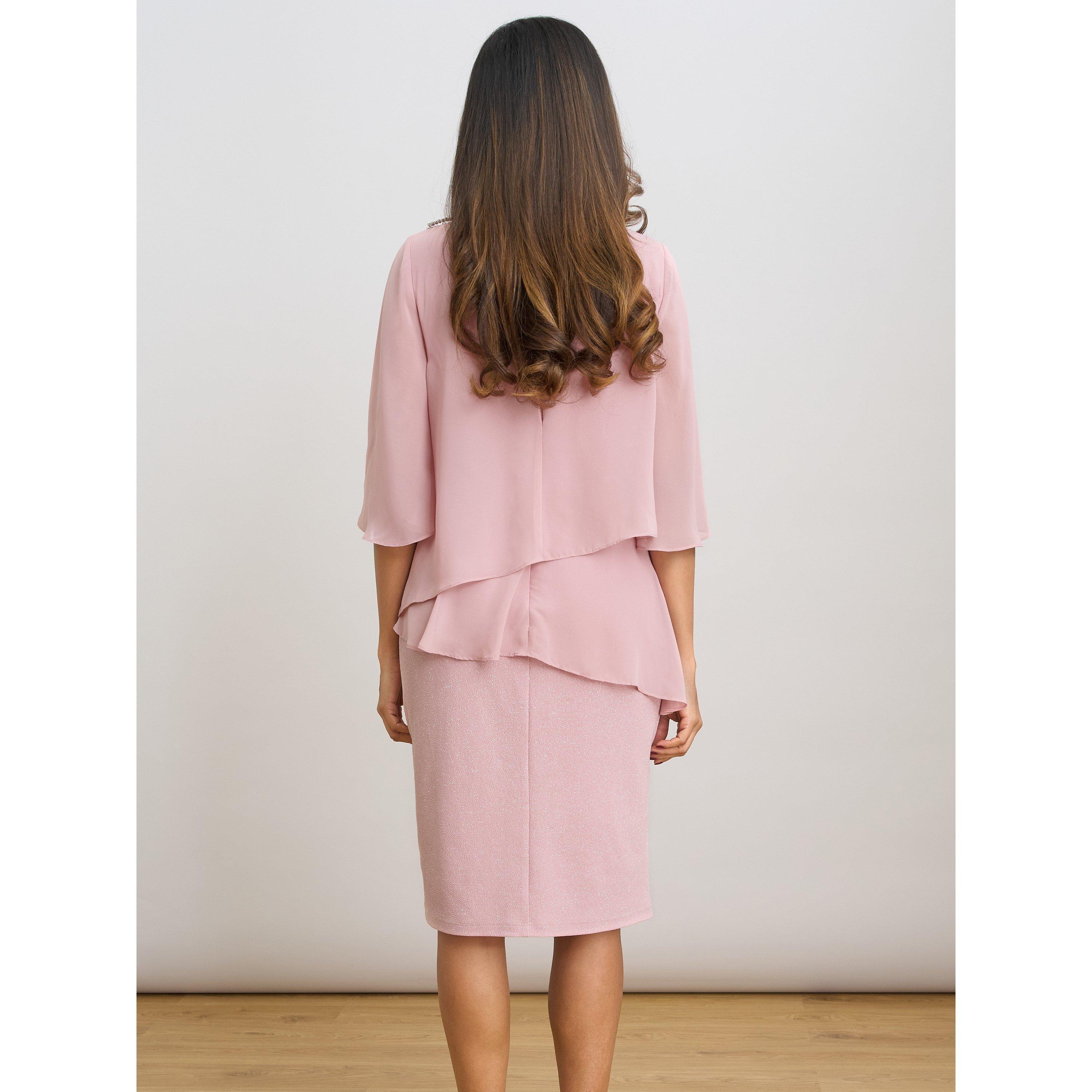 Blush - Gina Bacconi - Myleene Layered Chiffon Overlay Dress - 2