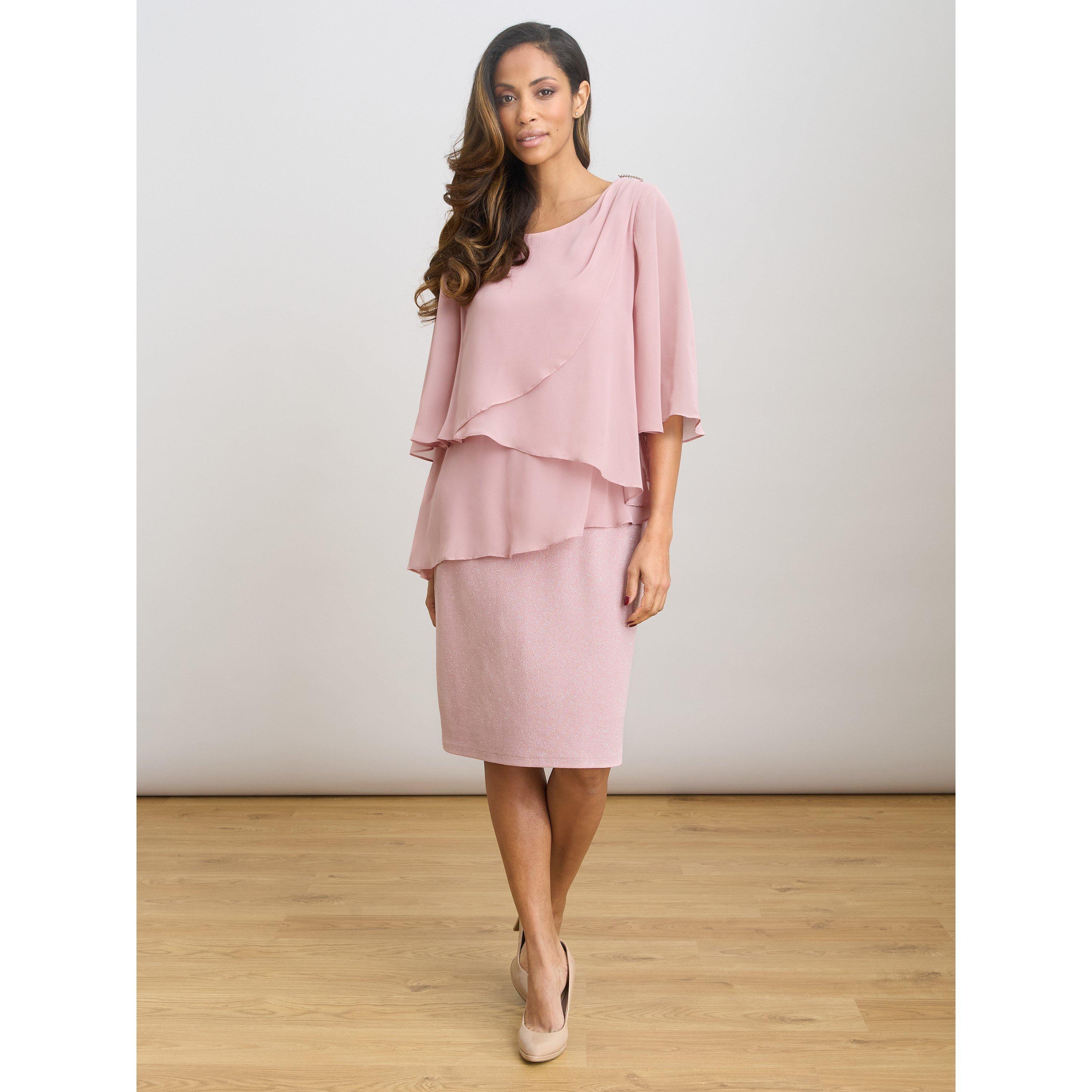 Blush - Gina Bacconi - Myleene Layered Chiffon Overlay Dress - 6