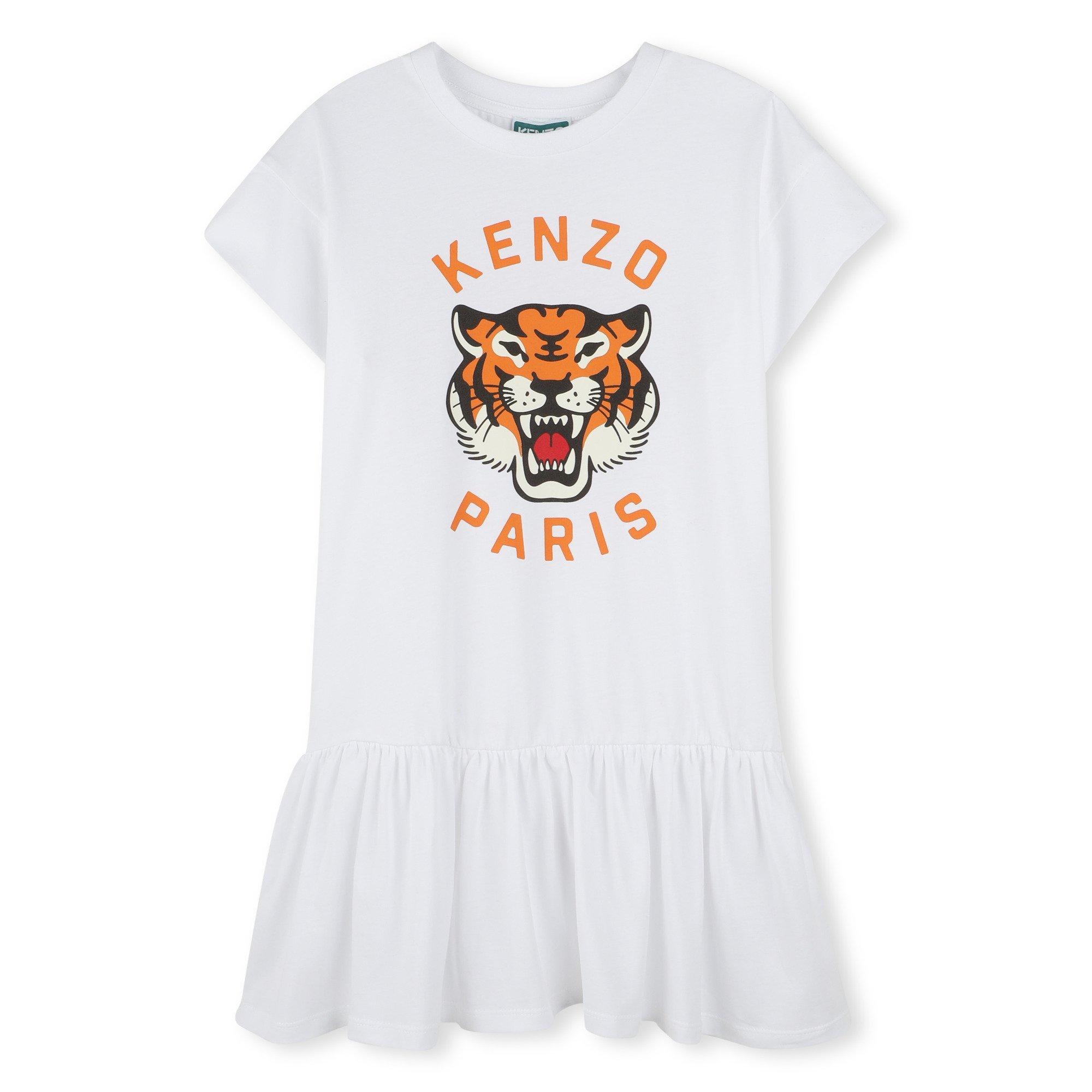 White 10P - Kenzo - Kids' Tiger Embroidered T-Shirt Dress - 1