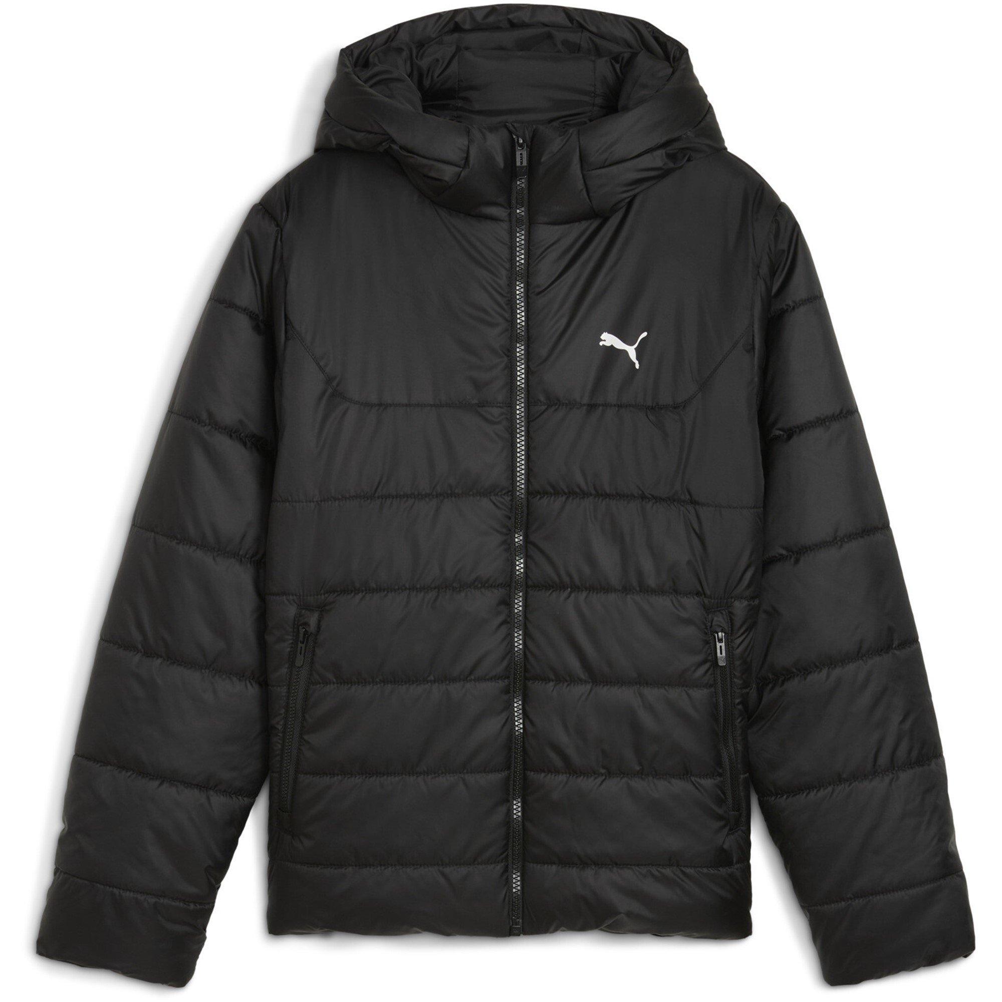 Puma Boys Kids' Essentials Hooded Water-Repellent Full Zip Padded Puffer Jacket - Black - 13 (XL)