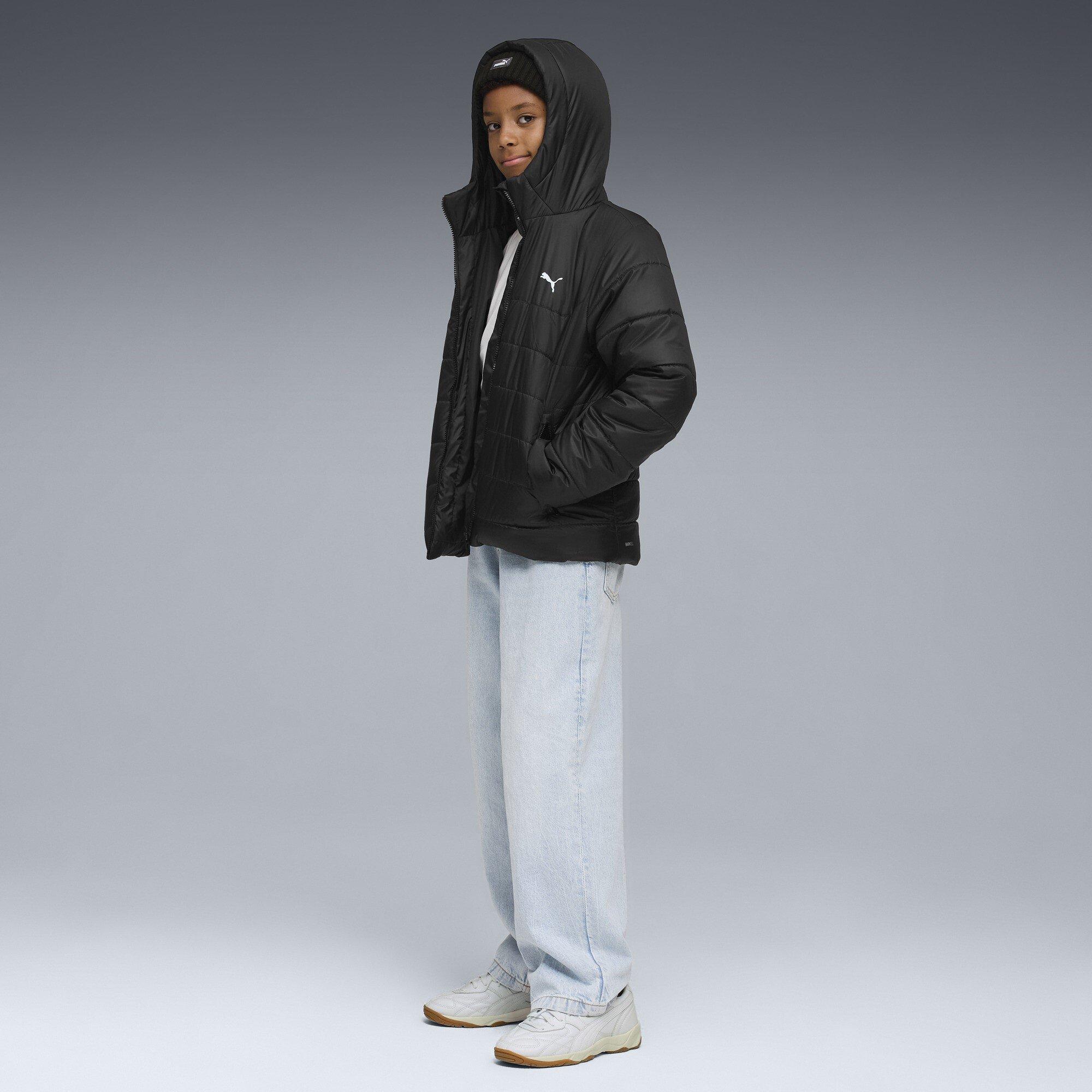 Black - Puma - PUMA Essentials Hooded Water-Repellent Full Zip Padded Puffer Jacket - 6