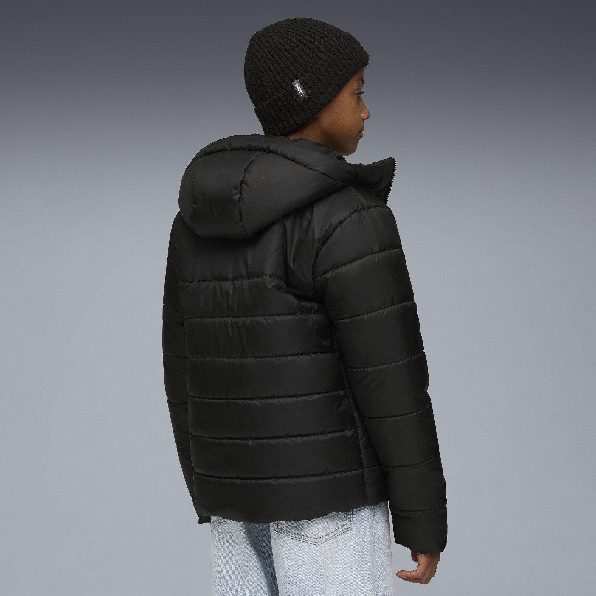 Black - Puma - Kids' PUMA Essentials Hooded Water-Repellent Full Zip Padded Puffer Jacket - 5