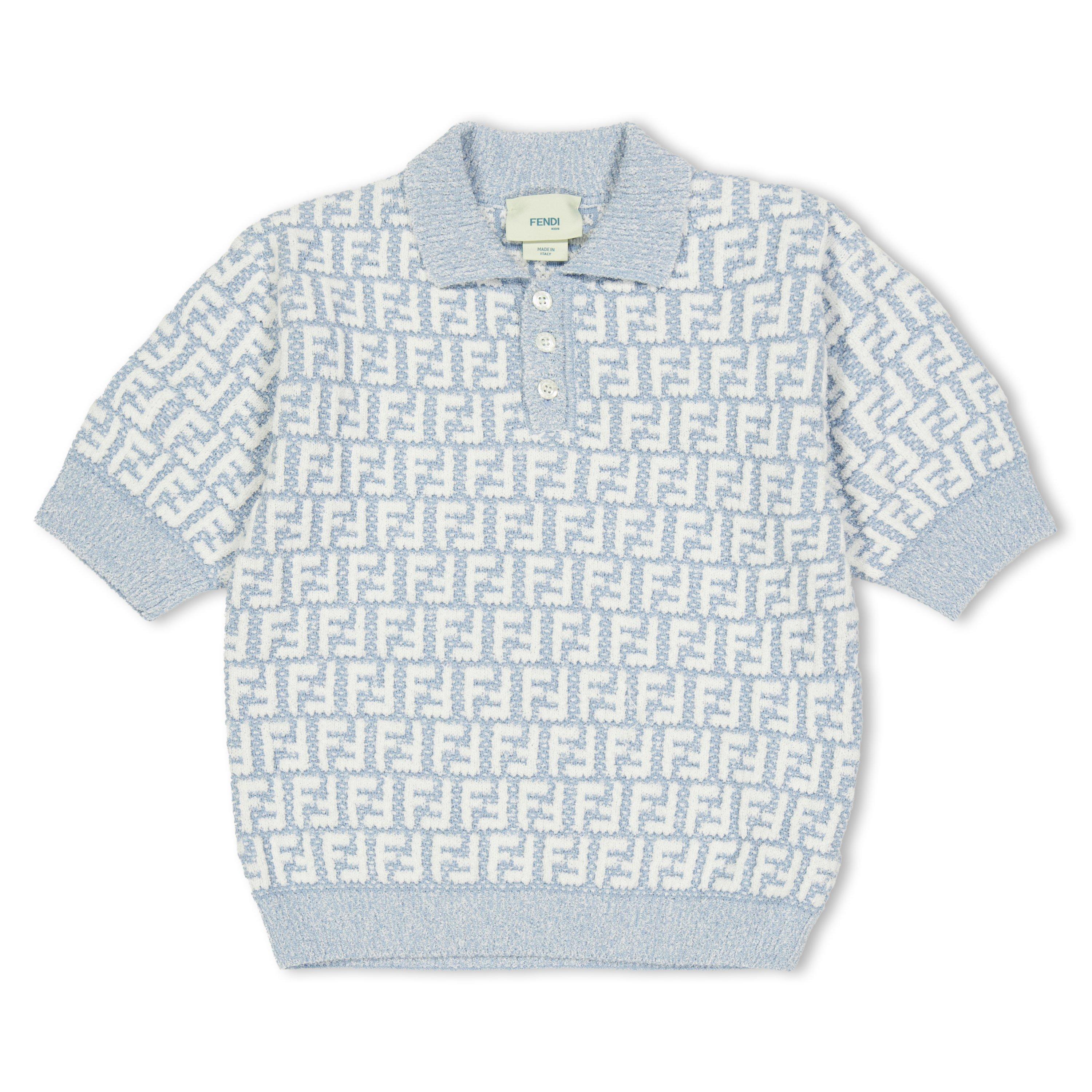 Pale Blu F0EX7 - Fendi - Kids' FF Polo Top - 1