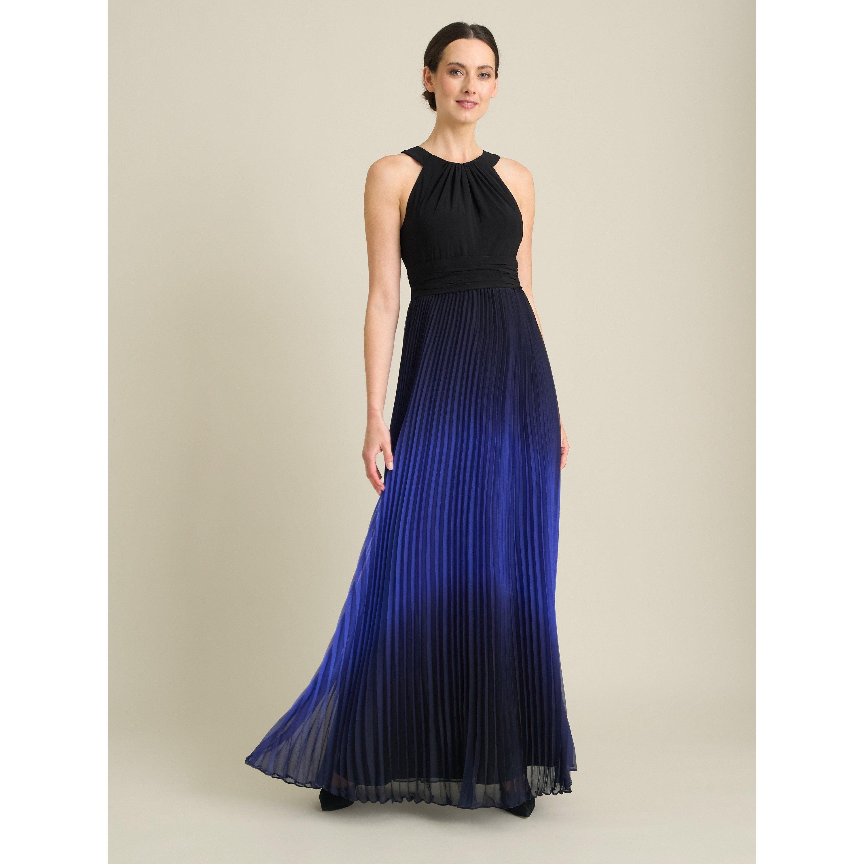 Black / Royal - Gina Bacconi - Vikki Pleated Maxi Dress - 1