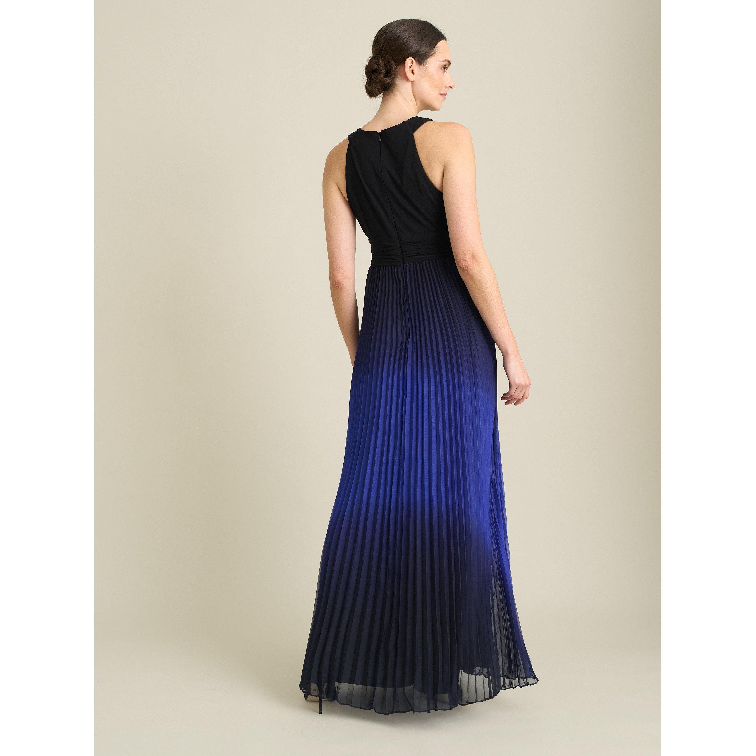 Black / Royal - Gina Bacconi - Vikki Pleated Maxi Dress - 2