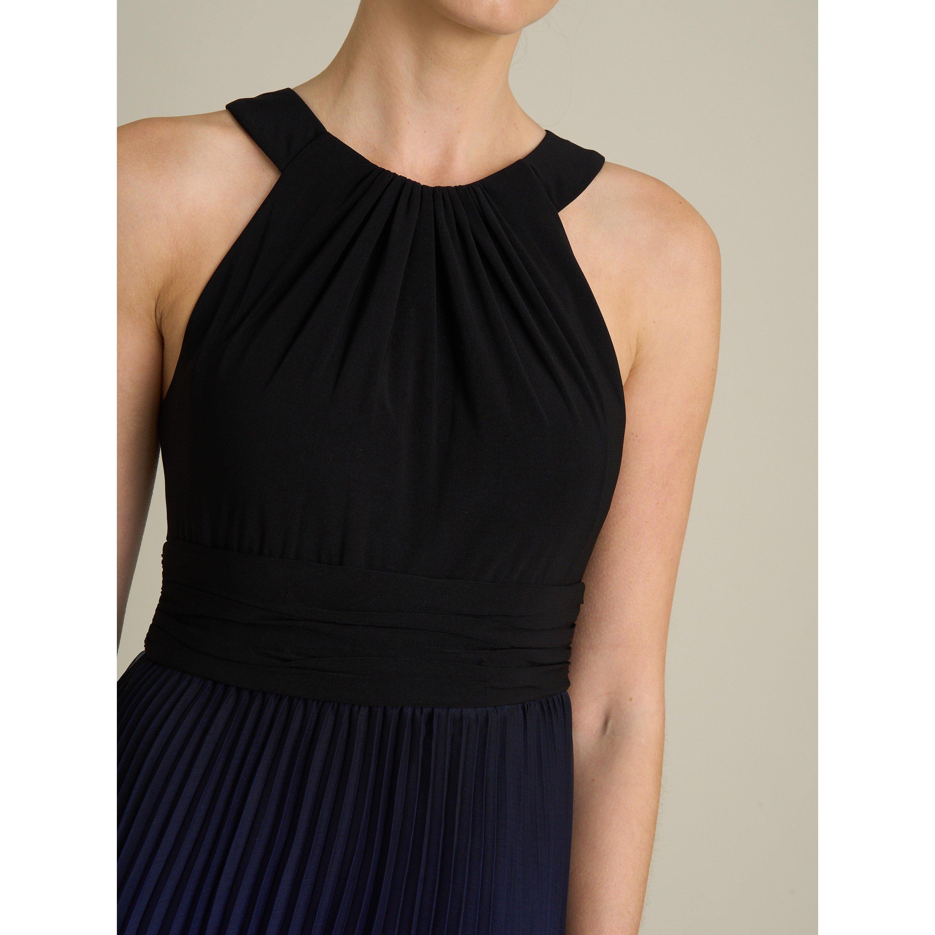 Black / Royal - Gina Bacconi - Vikki Pleated Maxi Dress - 4