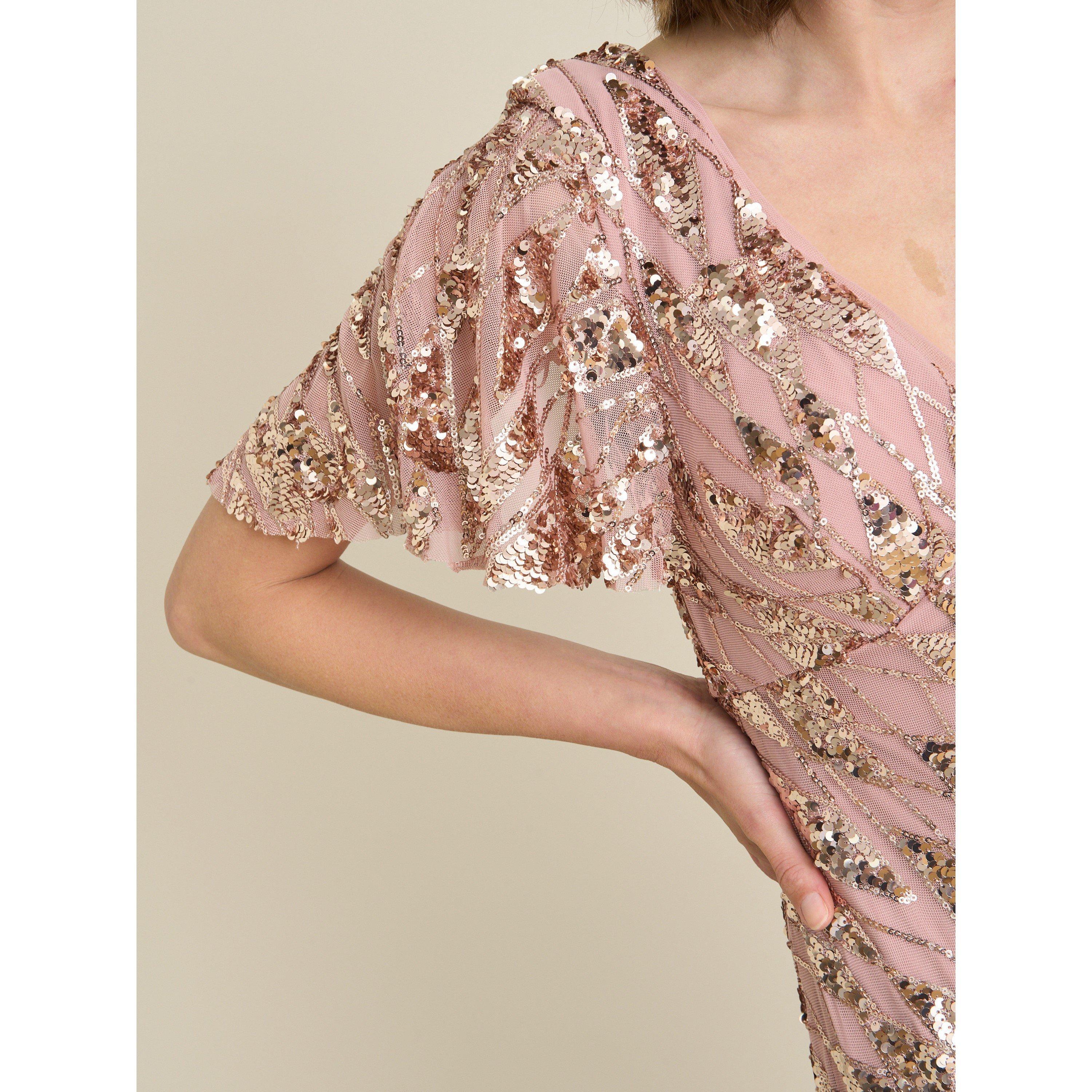 Rose - Gina Bacconi - Milena Sequin Embellished Maxi Dress - 5