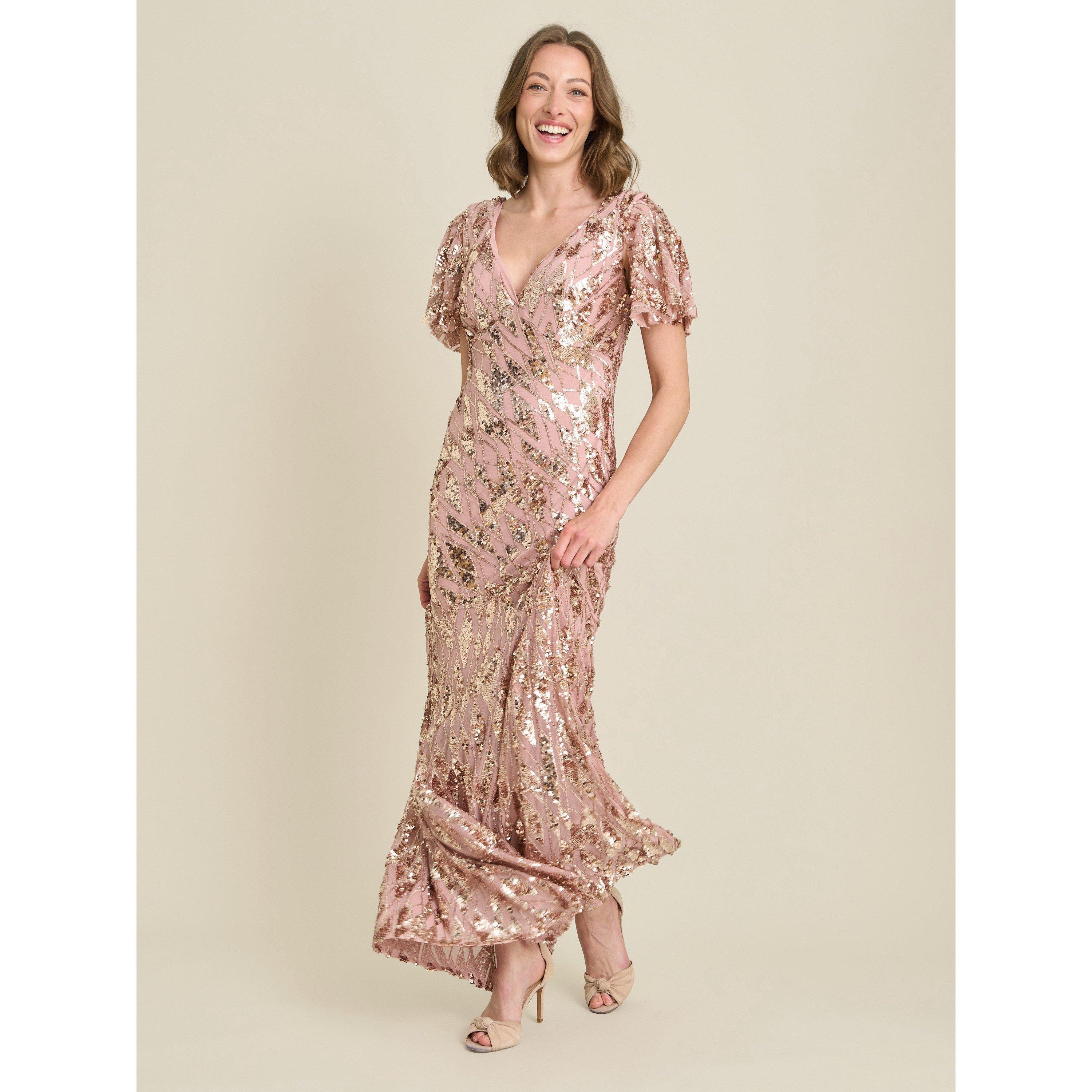 Rose - Gina Bacconi - Milena Sequin Embellished Maxi Dress - 6