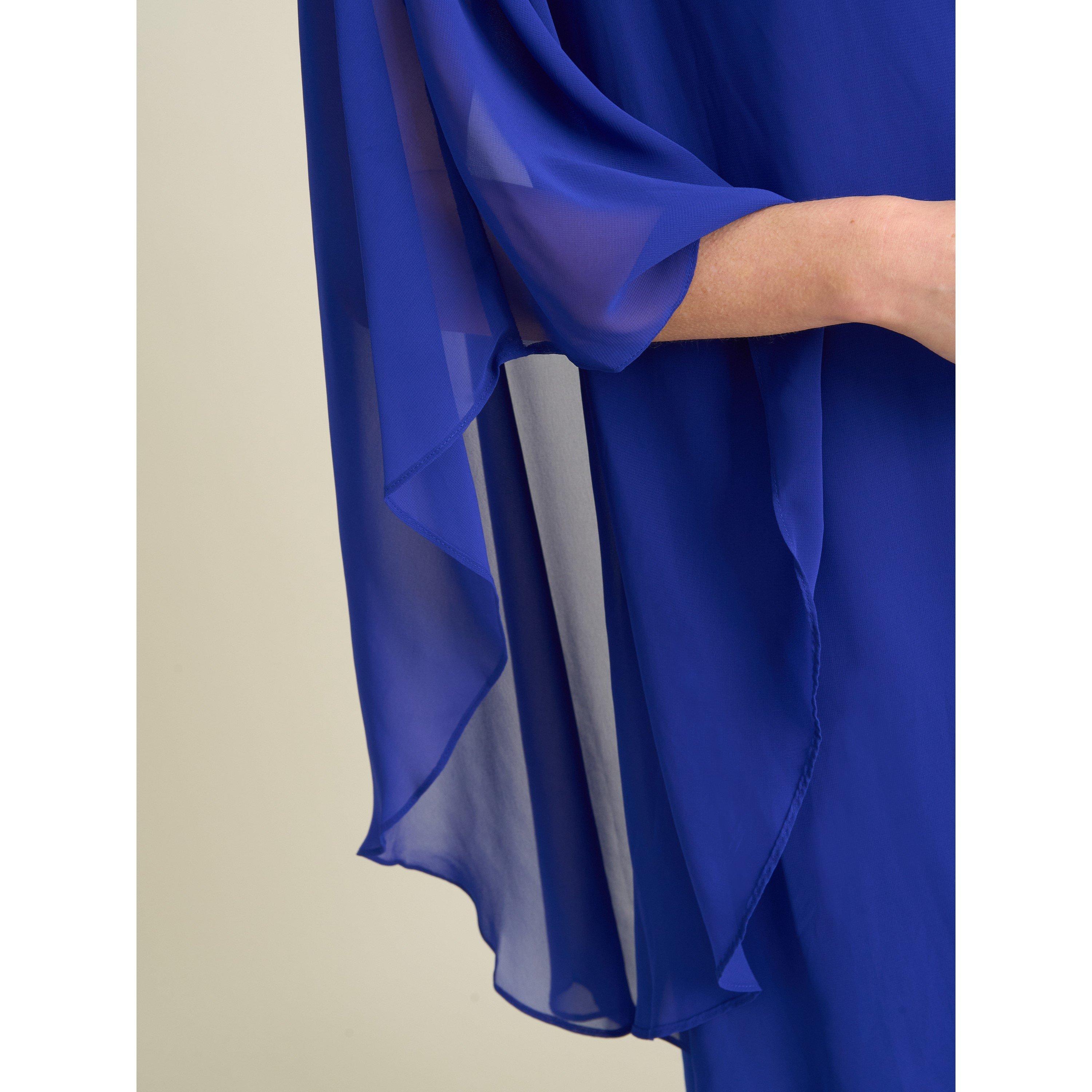 Cobalt - Gina Bacconi - Diamante Trim Chiffon Cape Dress - 7