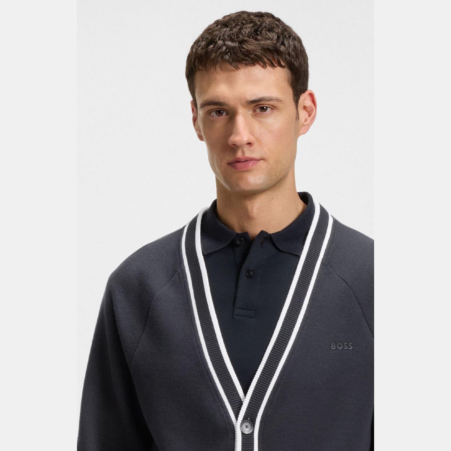 Dark Blue - Boss - Sardigan Relaxed Fit Cardigan - 3