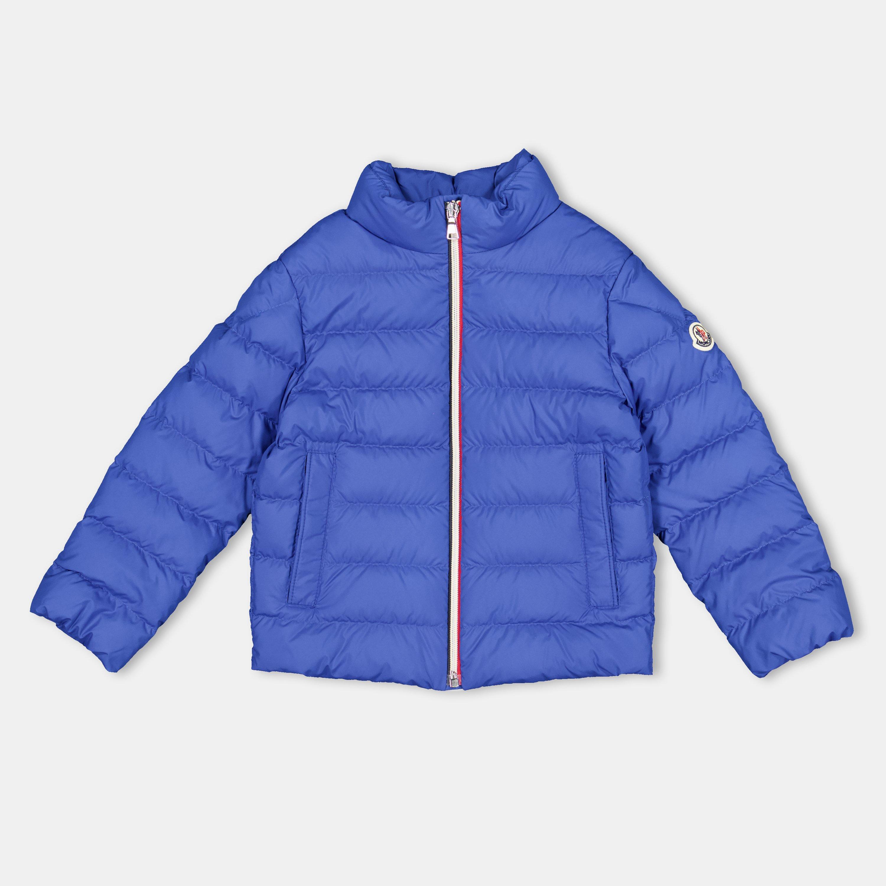 Moncler Kids' Serapio Down Long Sleeve Short Puffer Jacket - Royal Blue 74J - Size 12Y