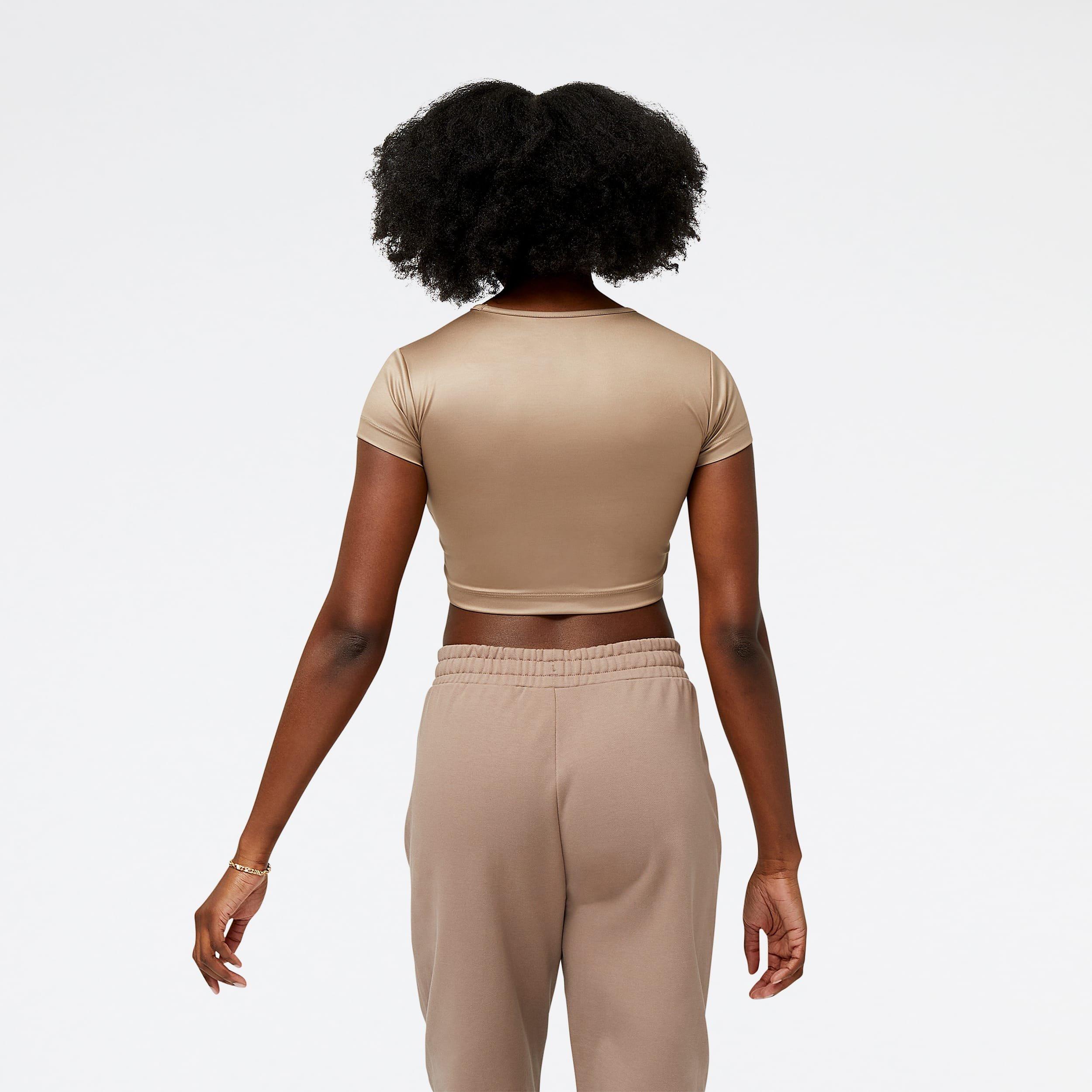 Brown - New Balance - Athletics Pearl Cropped T-Shirt - 3