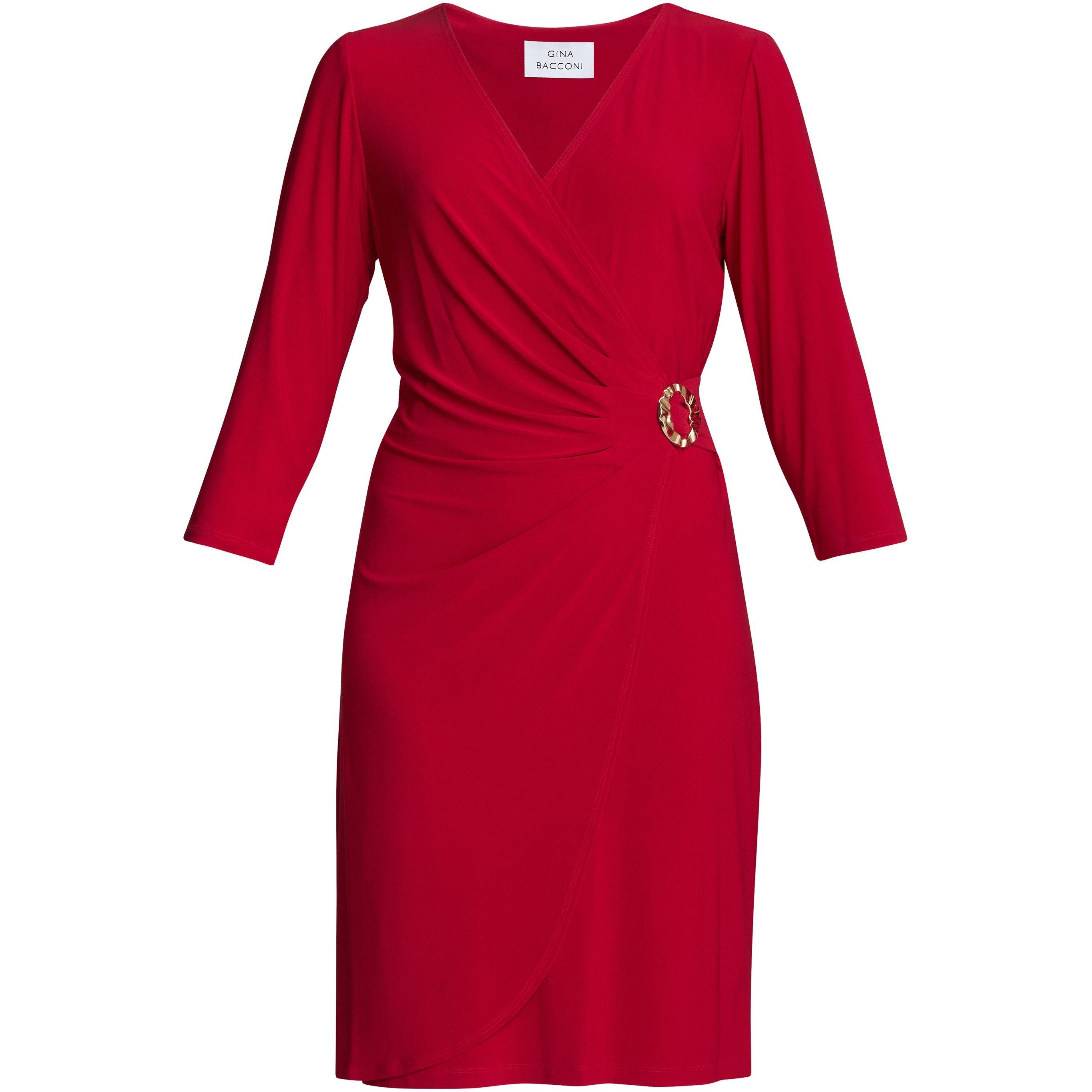 Red - Gina Bacconi - Tilda Jersey Dress With Buckle - 1