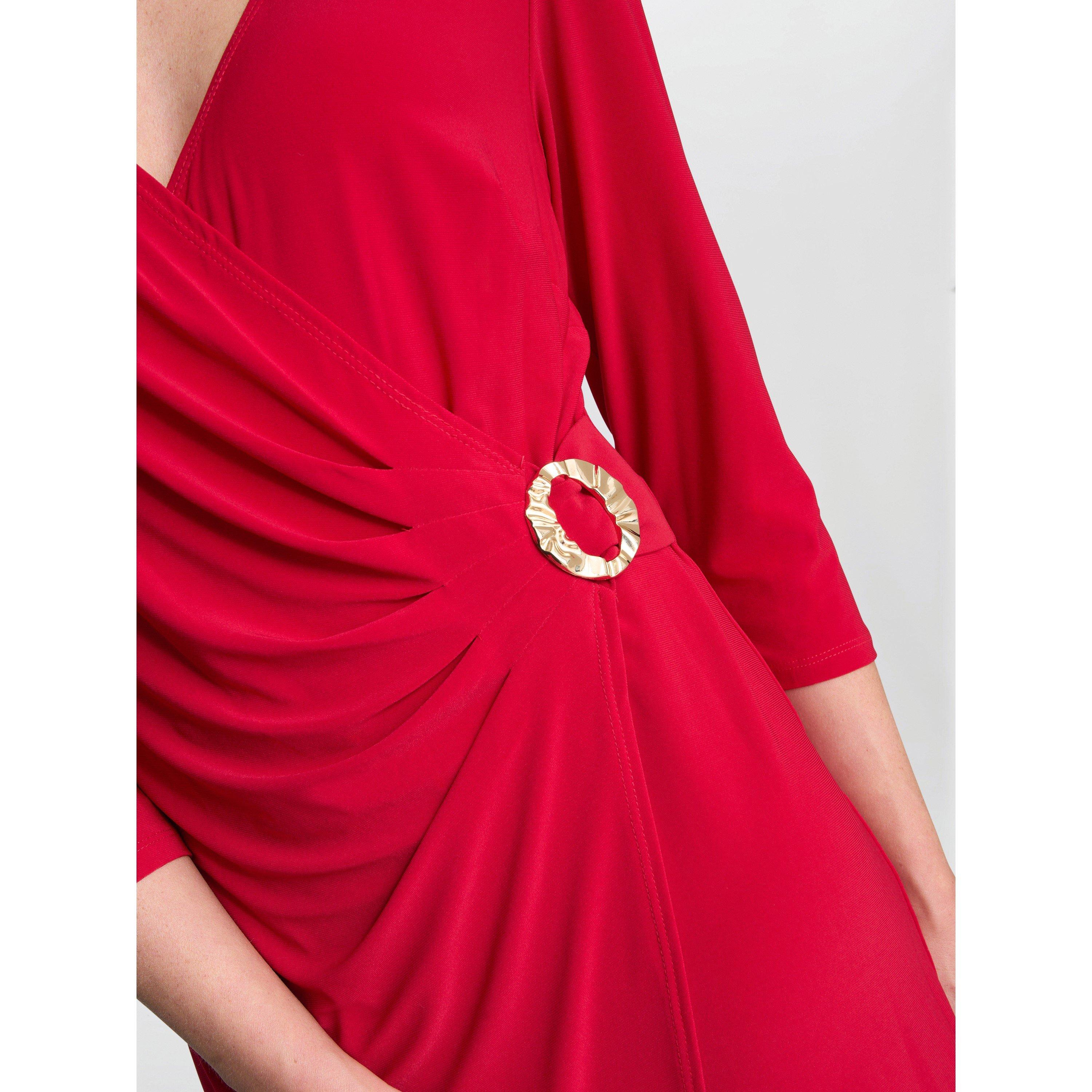 Red - Gina Bacconi - Tilda Jersey Dress With Buckle - 5