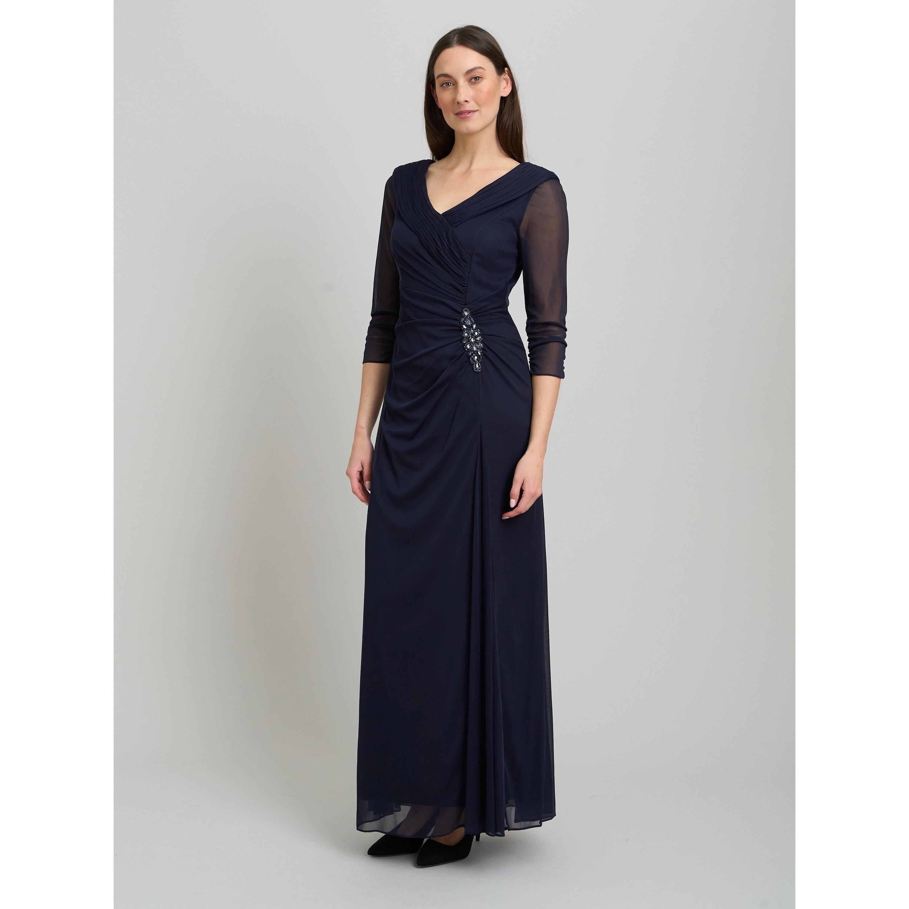 Navy - Gina Bacconi - Georgina Maxi Portrait Collar Dress - 1