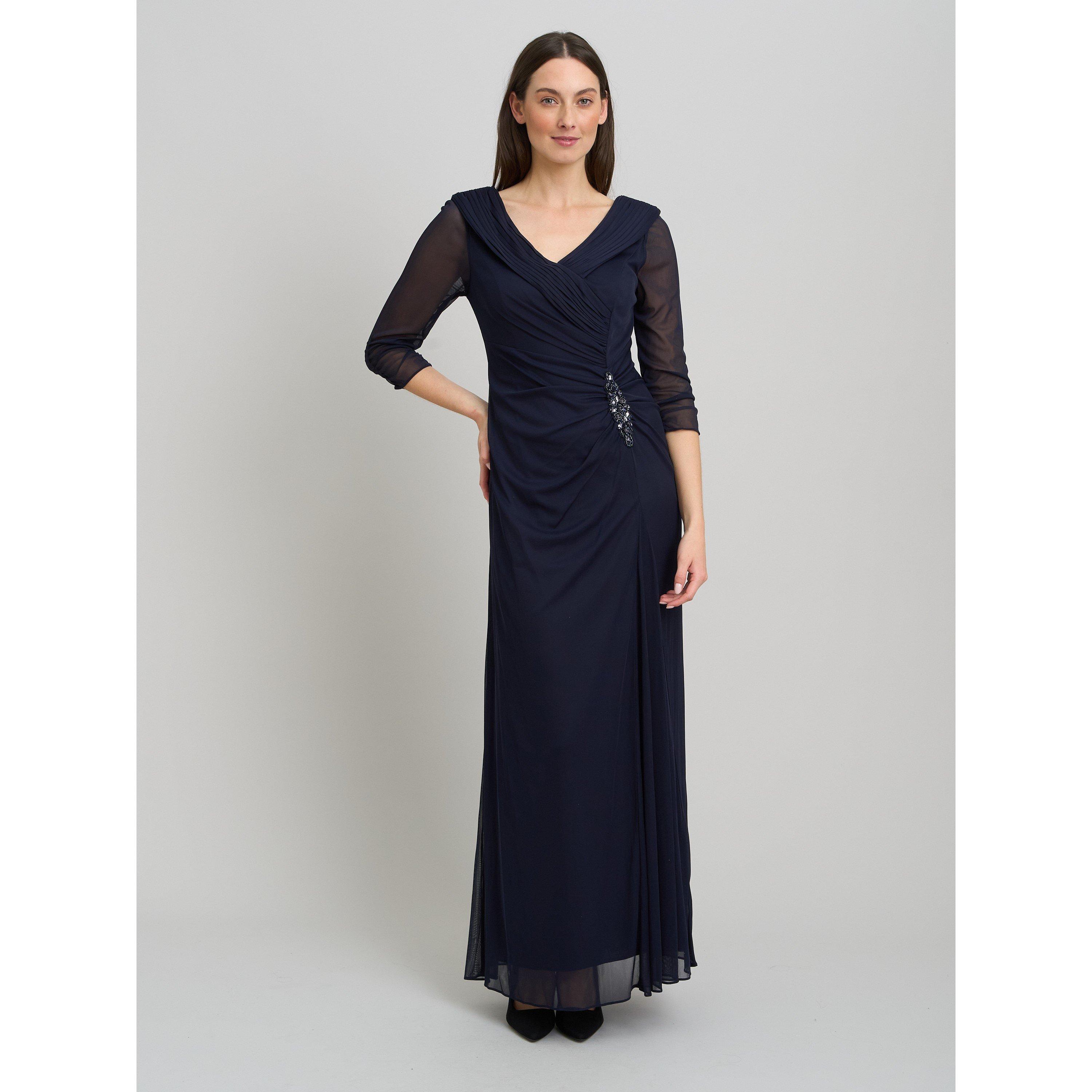 Navy - Gina Bacconi - Georgina Maxi Portrait Collar Dress - 4