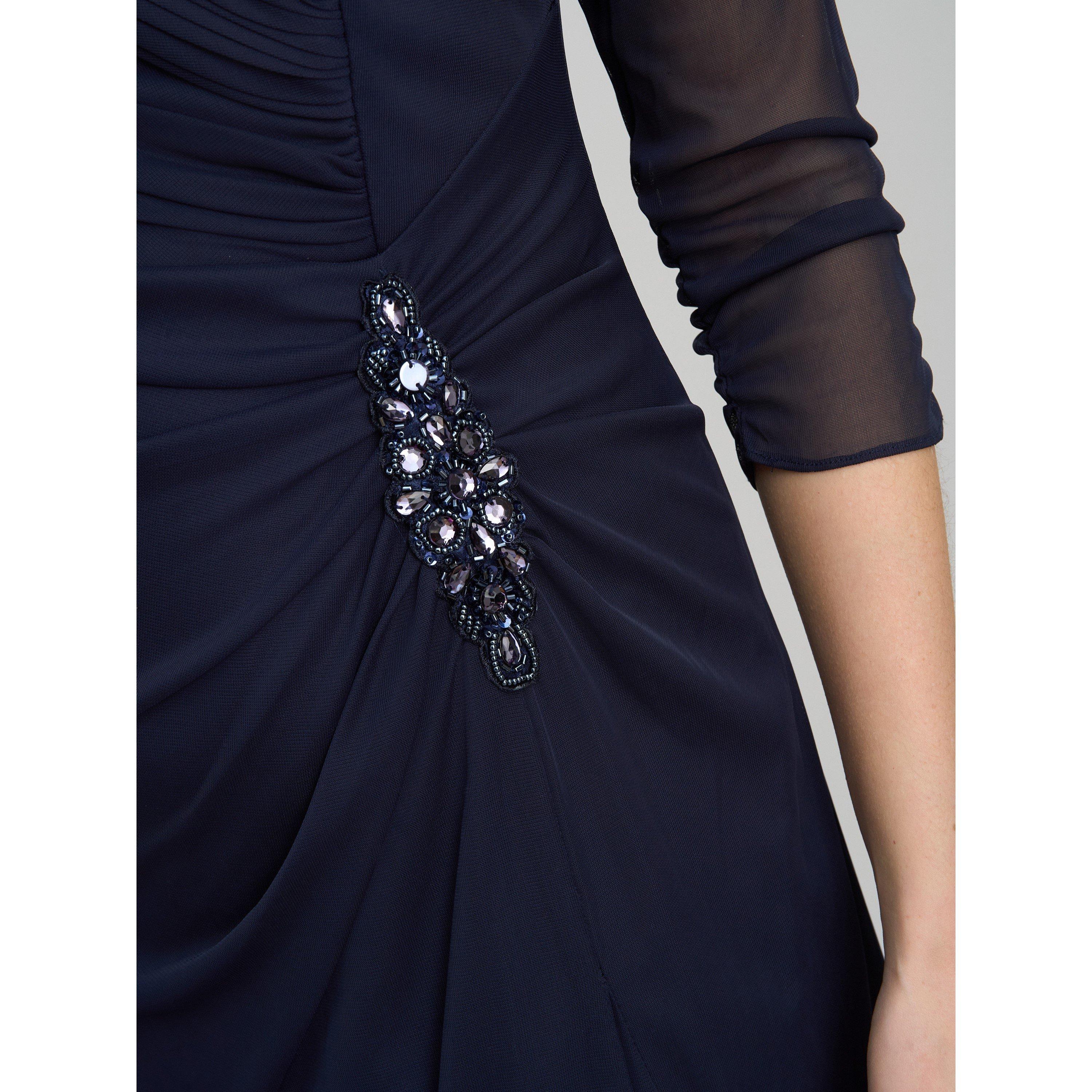 Navy - Gina Bacconi - Georgina Maxi Portrait Collar Dress - 5