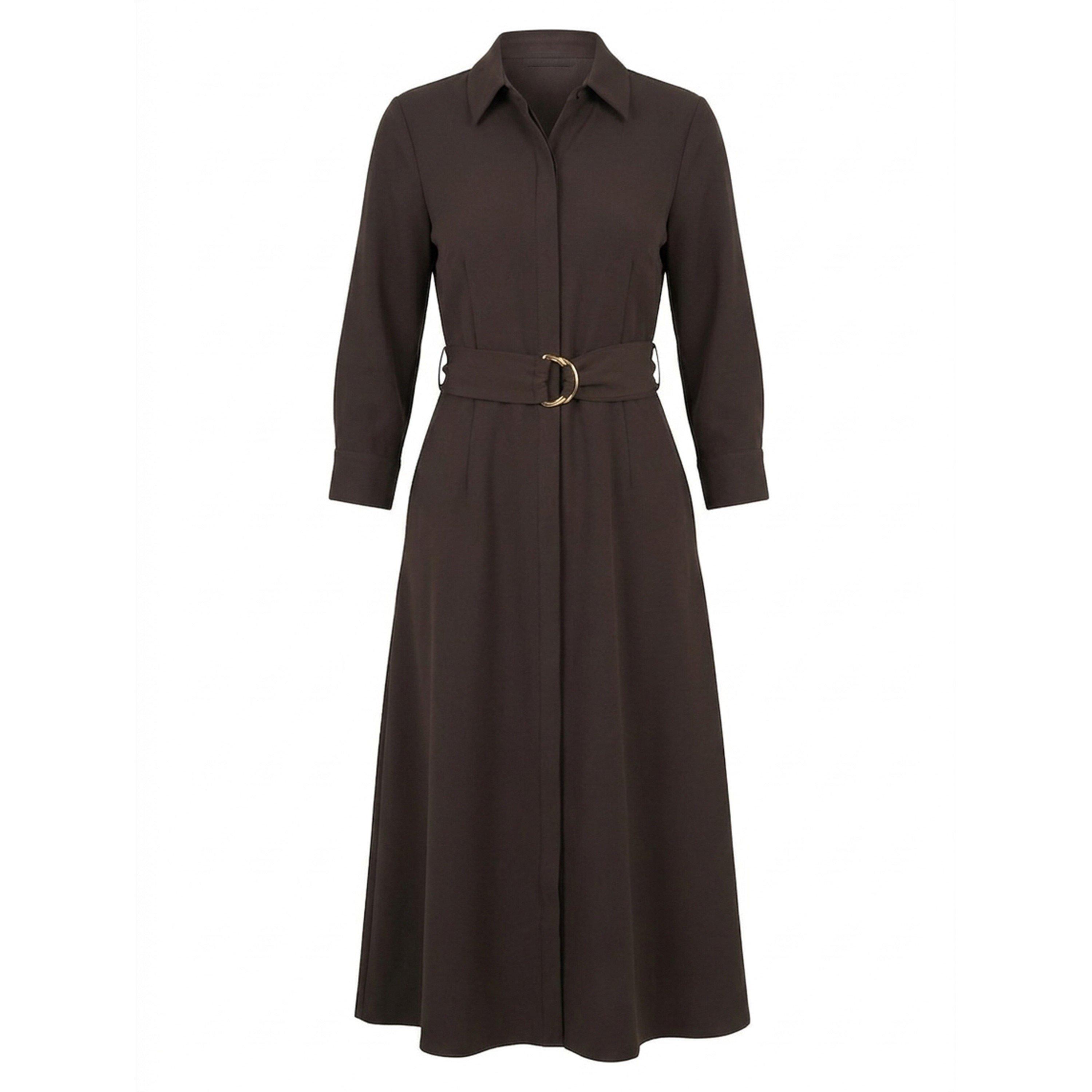 Brown - Gina Bacconi - Anabelle Belted Shirt Dress - 4