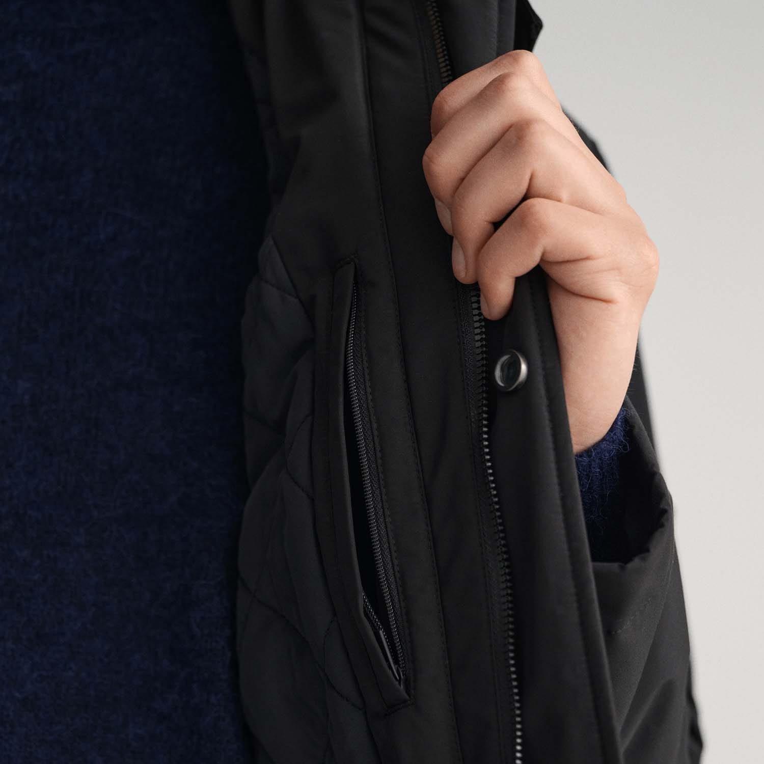 Black - Gant - Padded Car Coat - 5