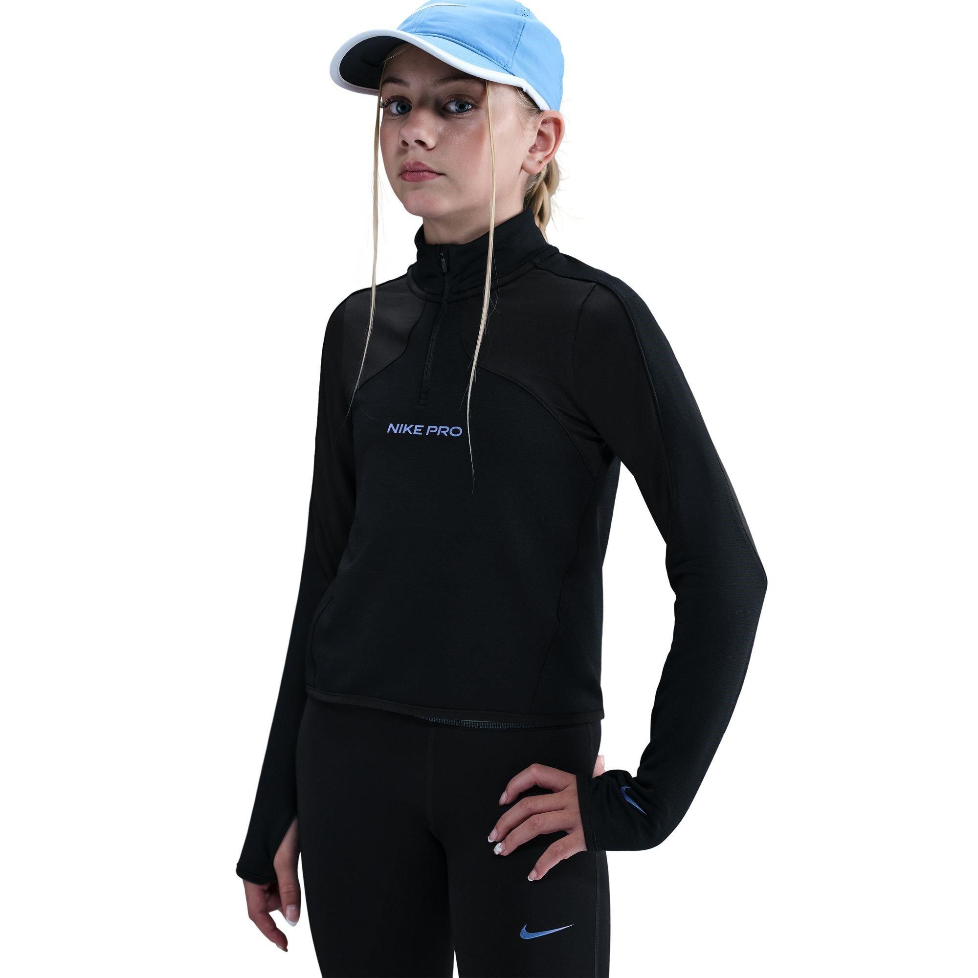 Nike Girls L Sleeve Top Jn54 - Black - 7-8 (S)
