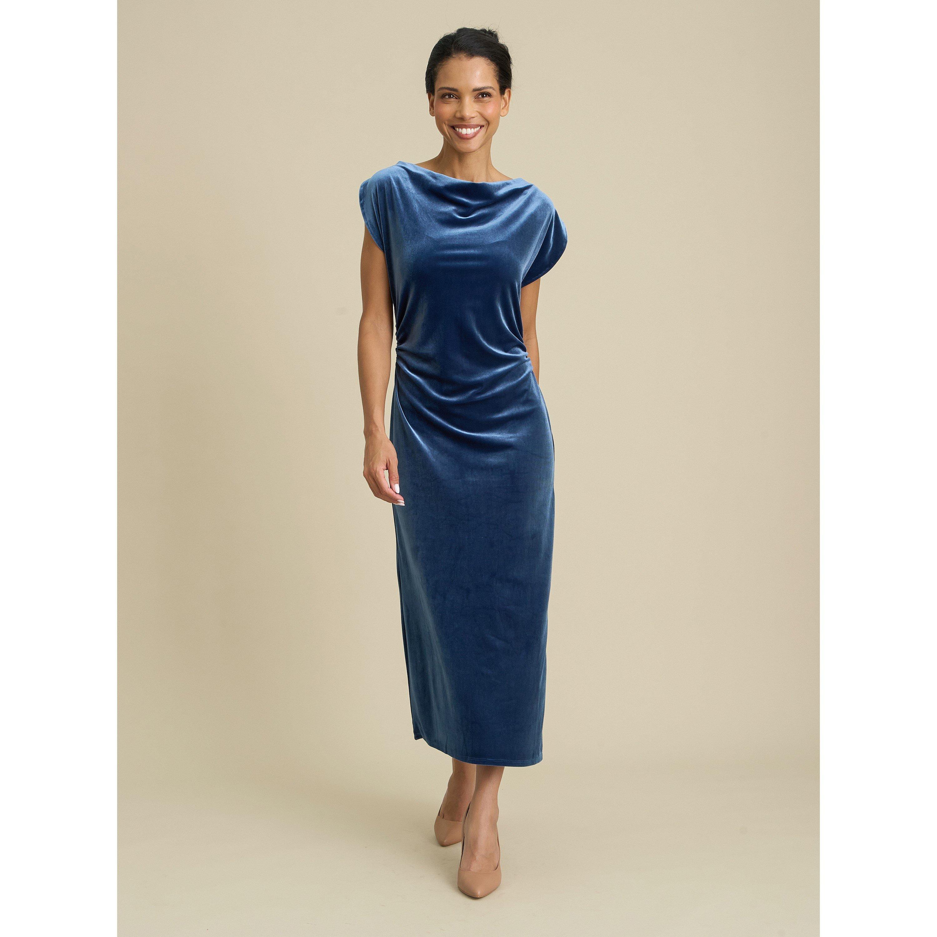 Blue - Gina Bacconi - Ariella Velevt Midi Dress - 1