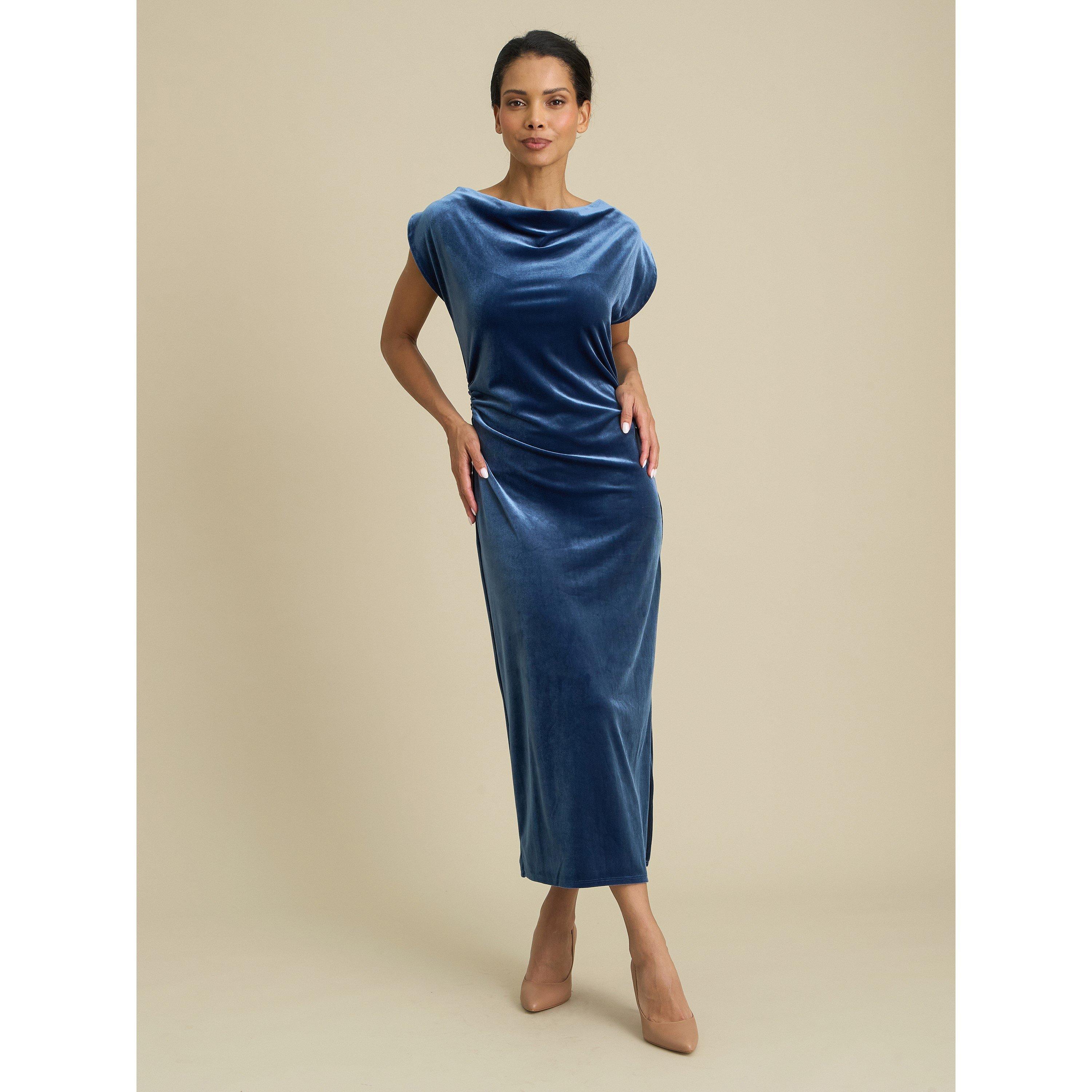 Blue - Gina Bacconi - Ariella Velevt Midi Dress - 3