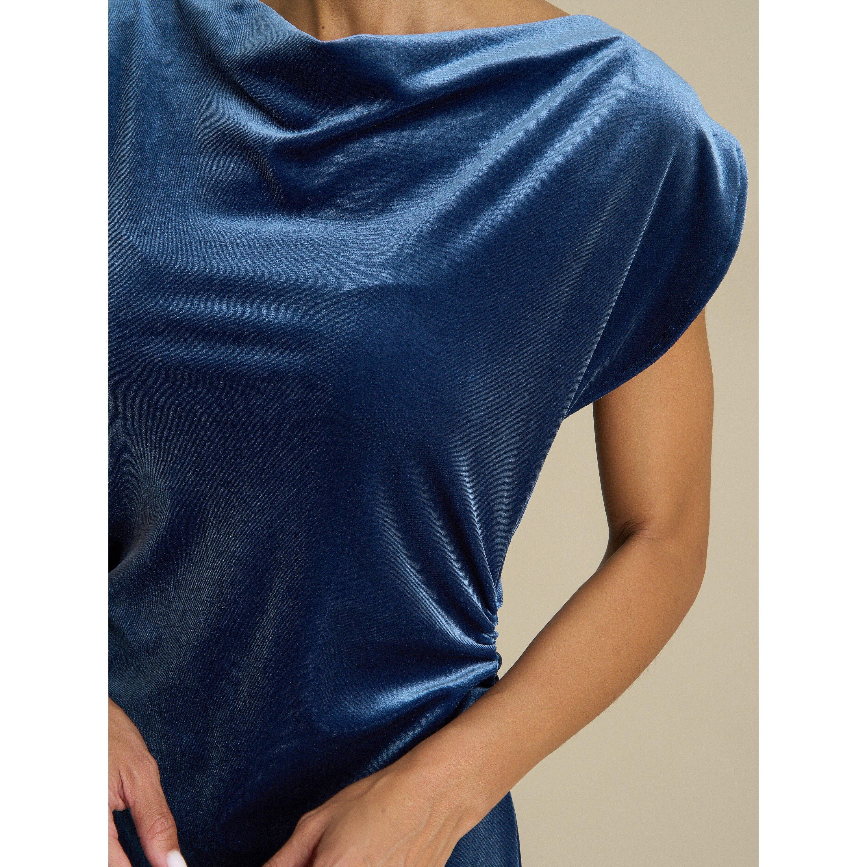 Blue - Gina Bacconi - Ariella Velevt Midi Dress - 5