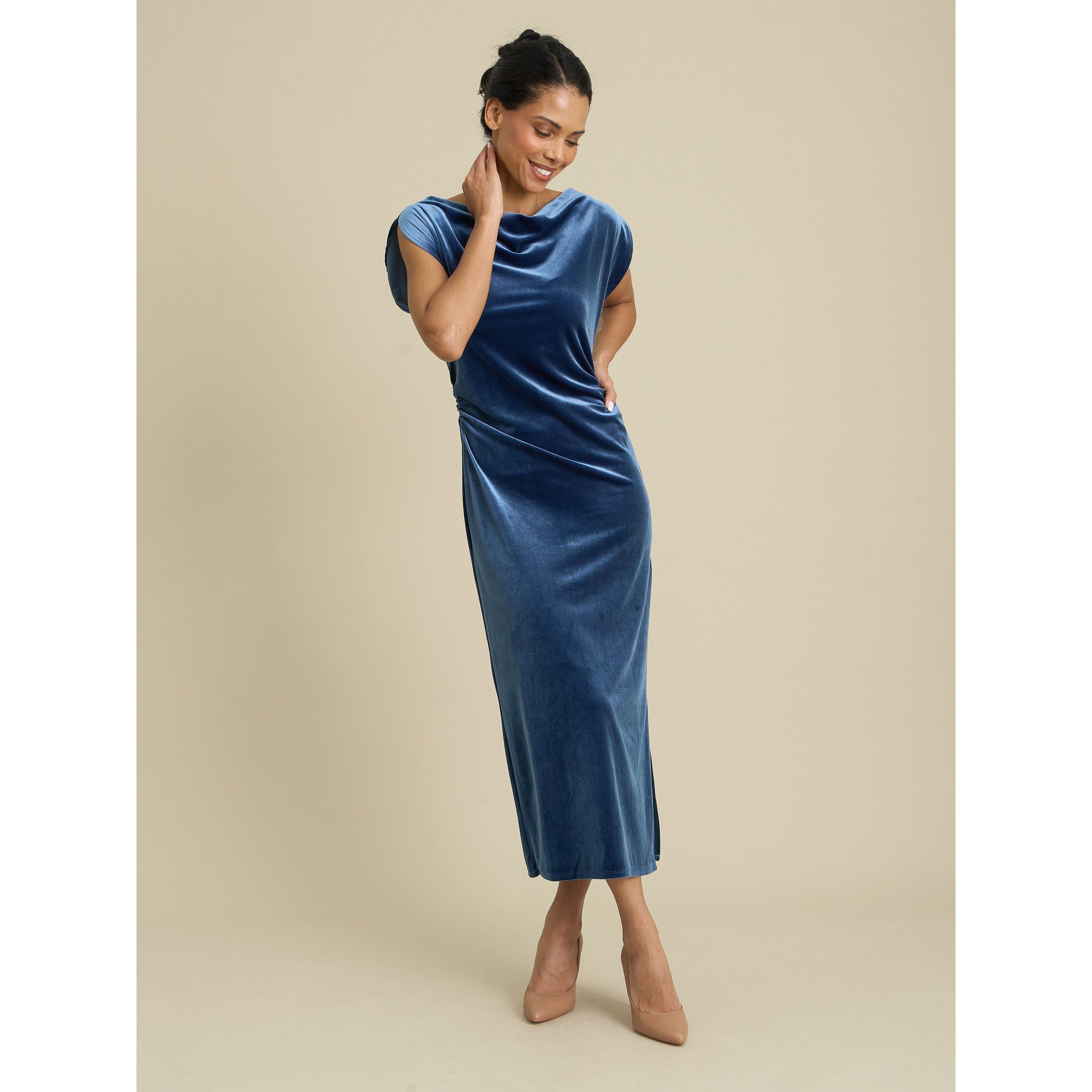 Blue - Gina Bacconi - Ariella Velevt Midi Dress - 6