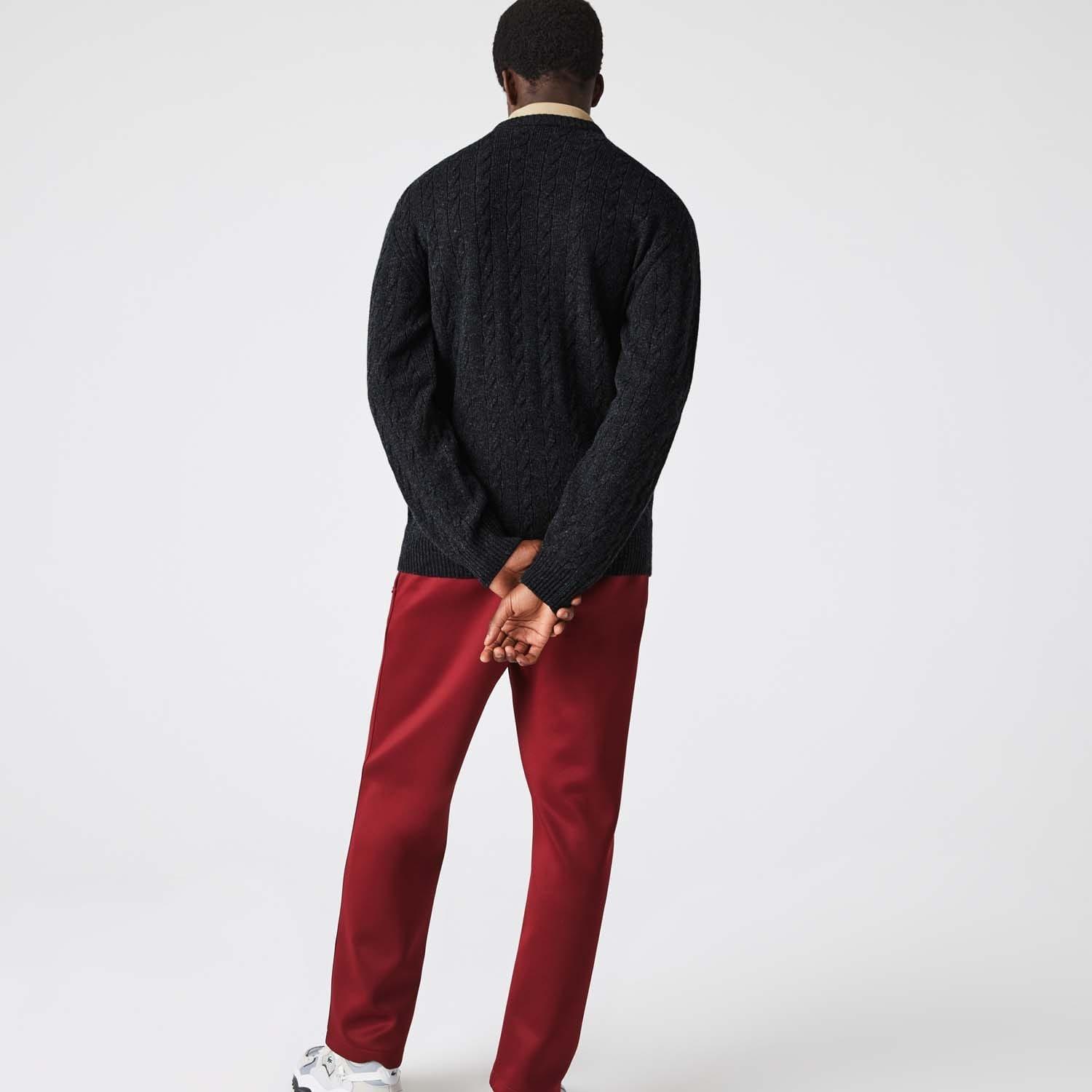 Black - Lacoste - Crewneck Wool Cable Sweatshirt - 2