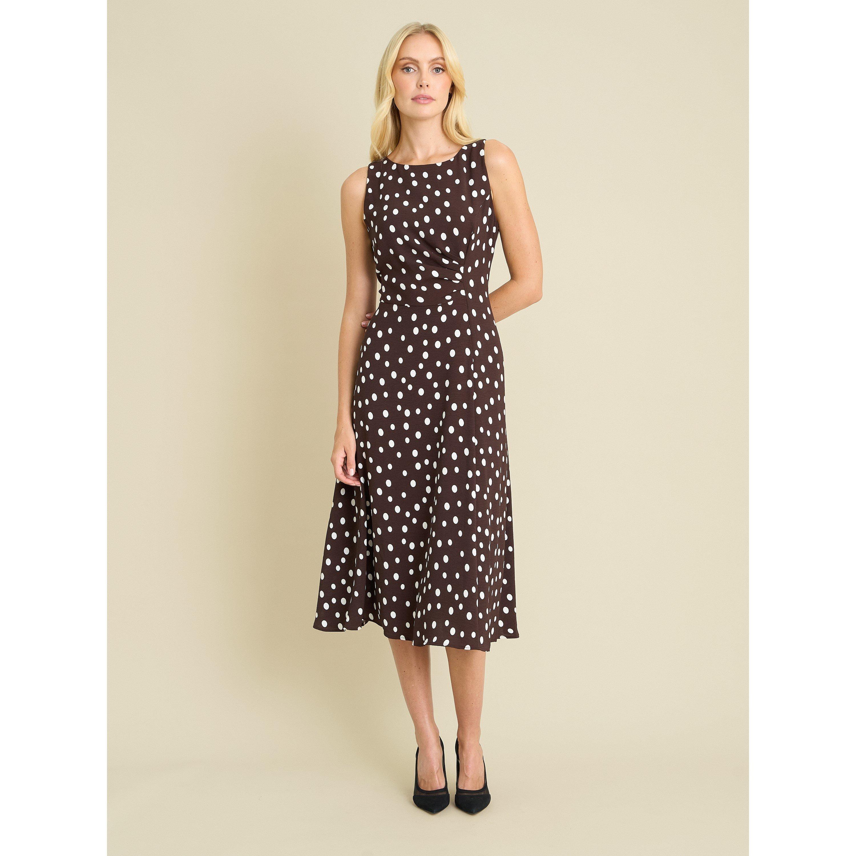 Brown - Gina Bacconi - Lacinda Sleeveless Shift Dress - 1
