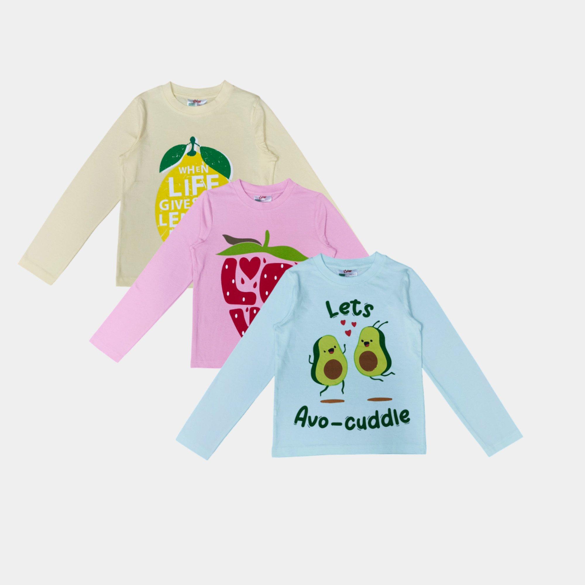 Voće - Star - 3 Pack  Cotton Fruit & Animal Print Long Sleeve Pyjama Set - 2