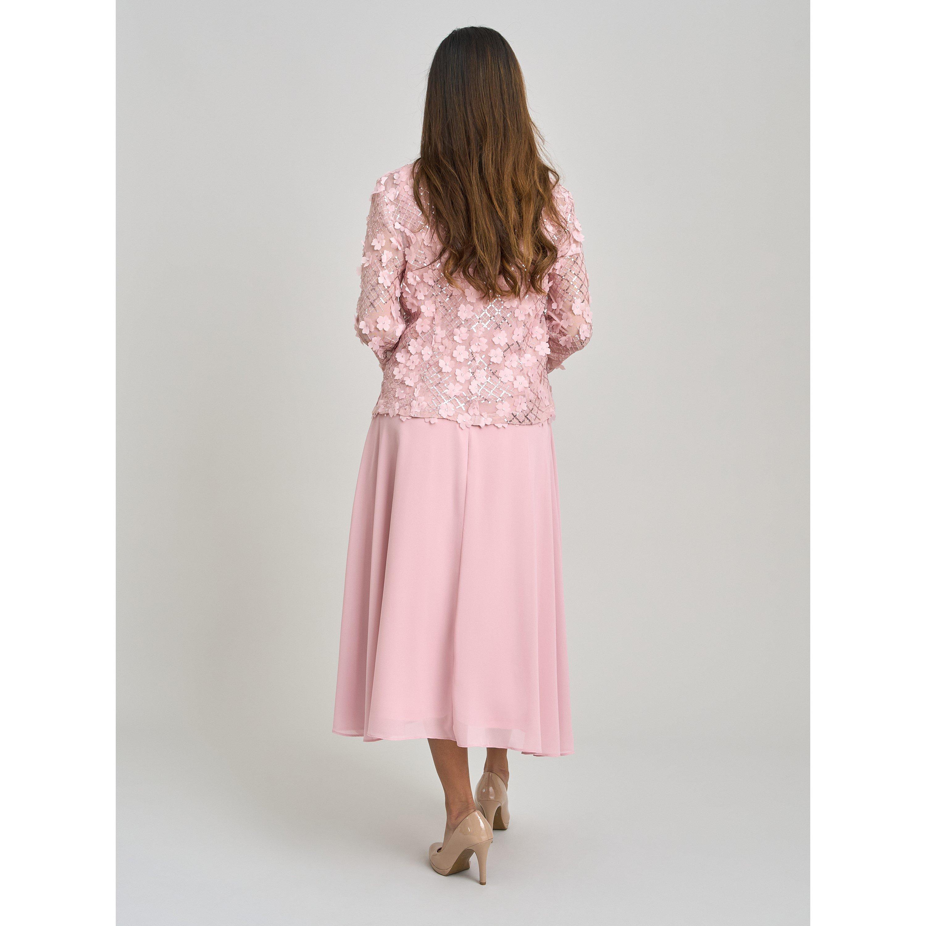 Blush - Gina Bacconi - Patty Lace Jacket And Chiffon Midi Dress - 3