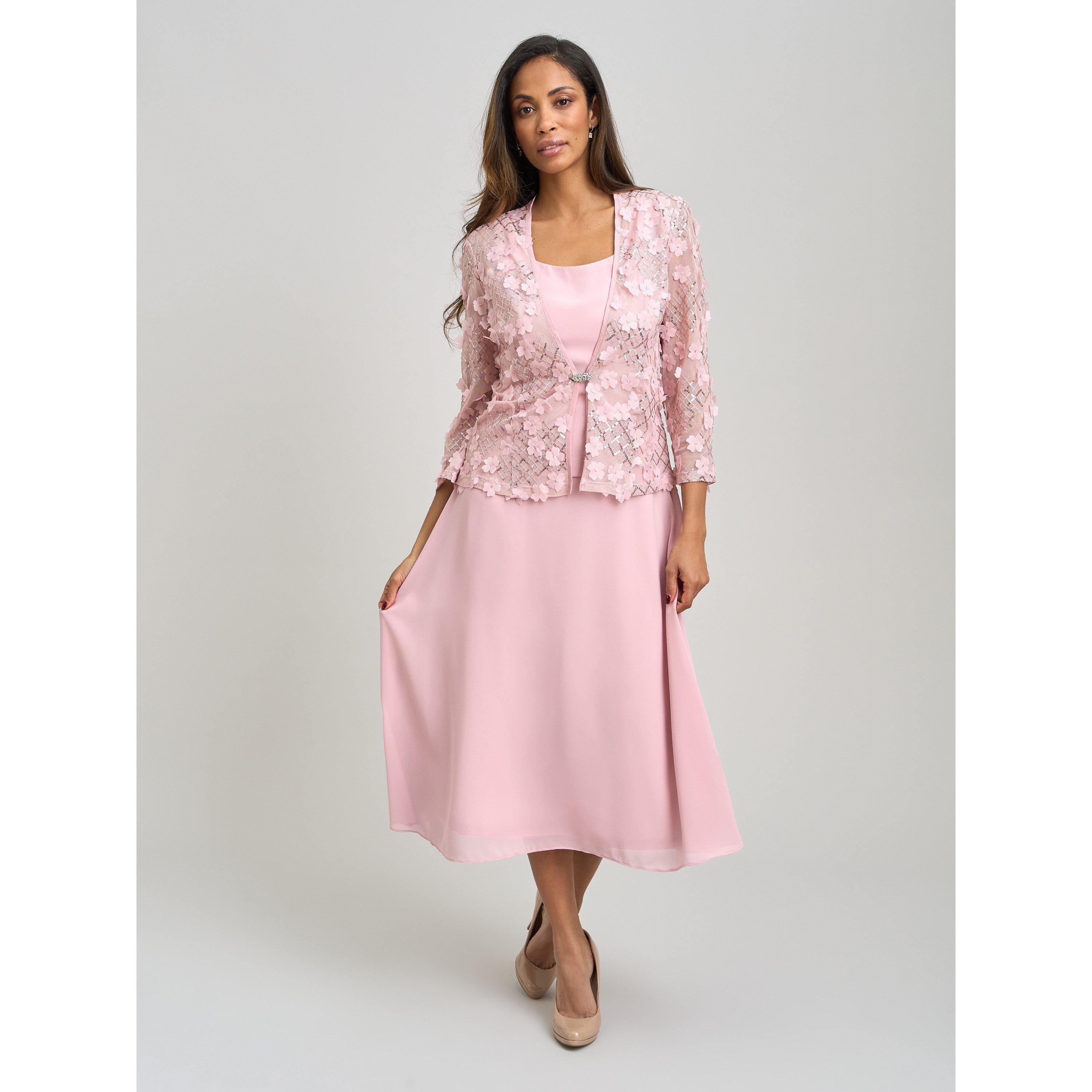 Blush - Gina Bacconi - Patty Lace Jacket And Chiffon Midi Dress - 4