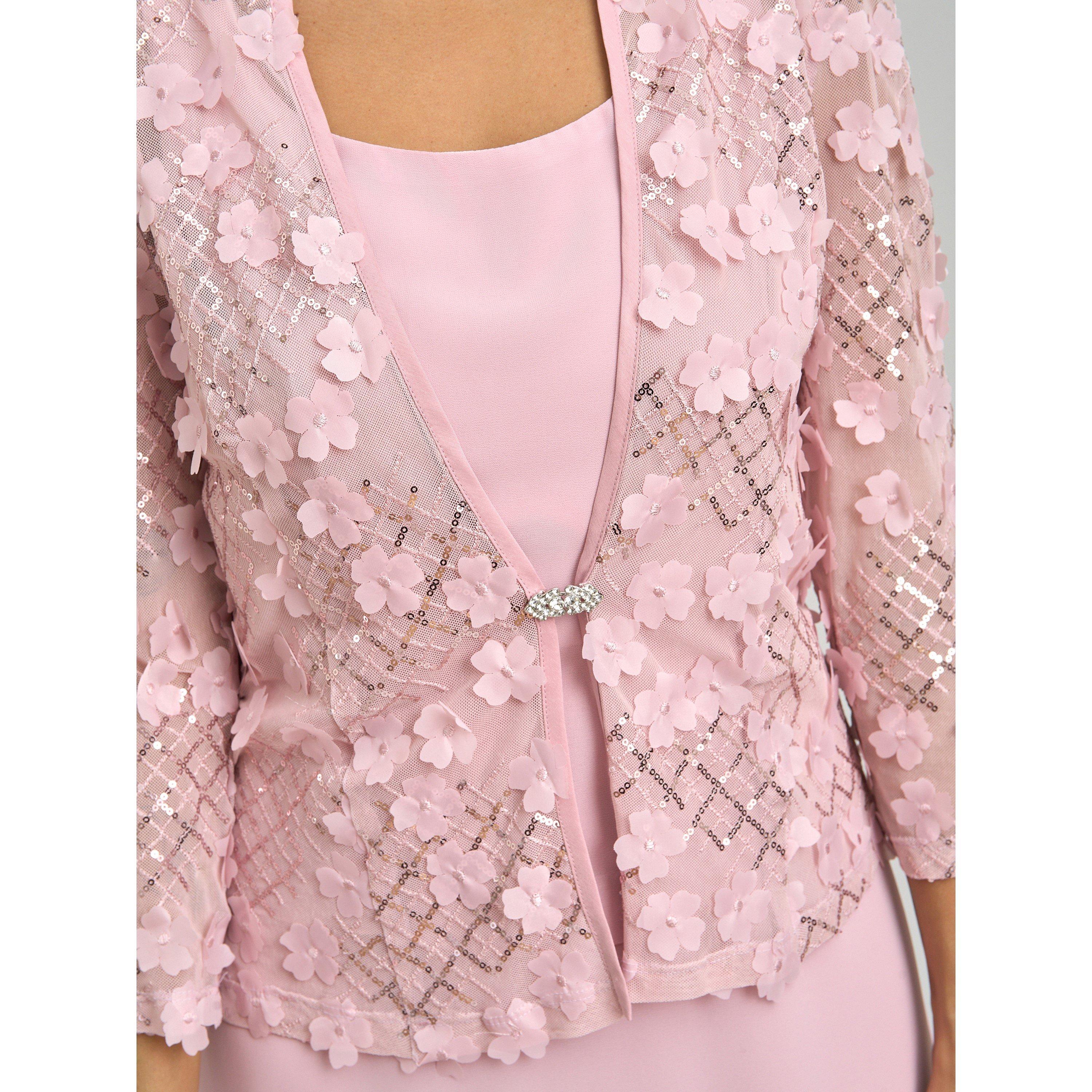 Blush - Gina Bacconi - Patty Lace Jacket And Chiffon Midi Dress - 5
