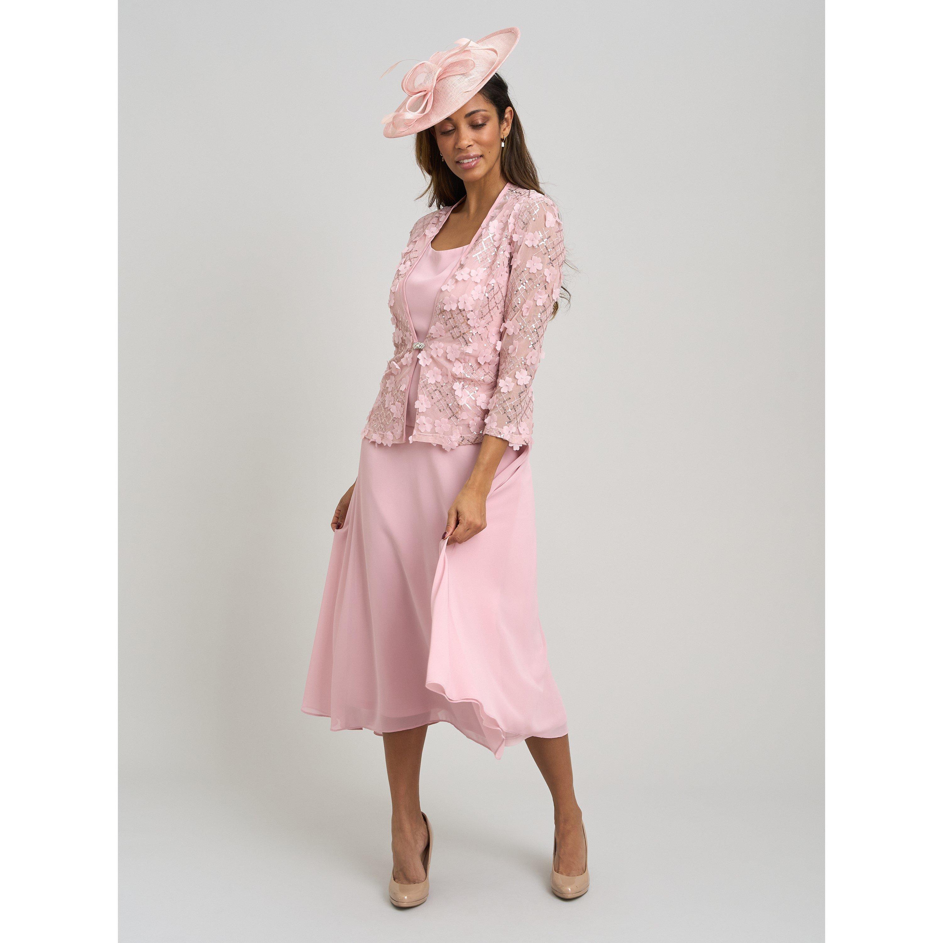 Blush - Gina Bacconi - Patty Lace Jacket And Chiffon Midi Dress - 6
