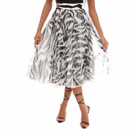 Off White Zebra Pleated Skirt