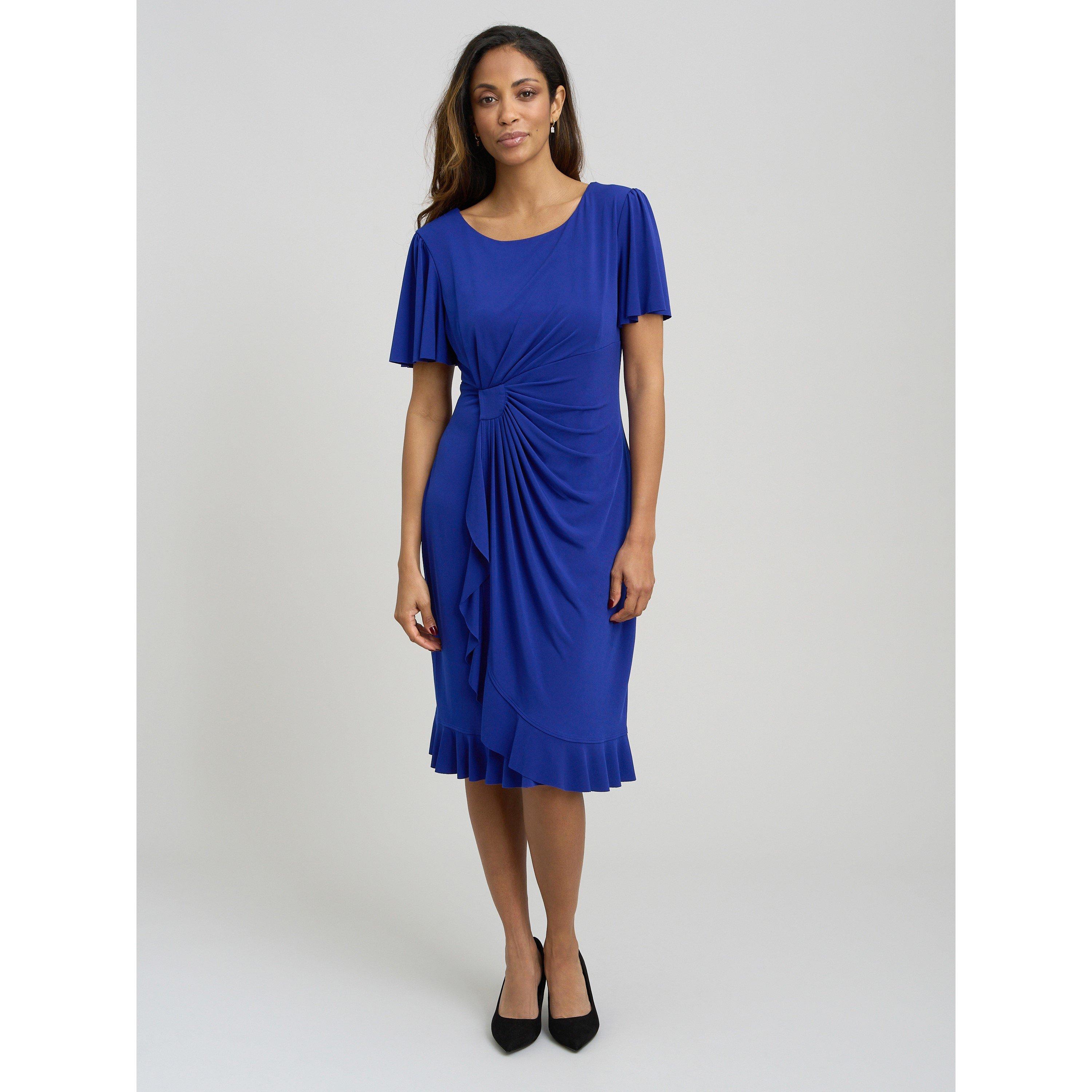 Cobalt - Gina Bacconi - Raya Faux Wrap Dress With Frill Hem - 1