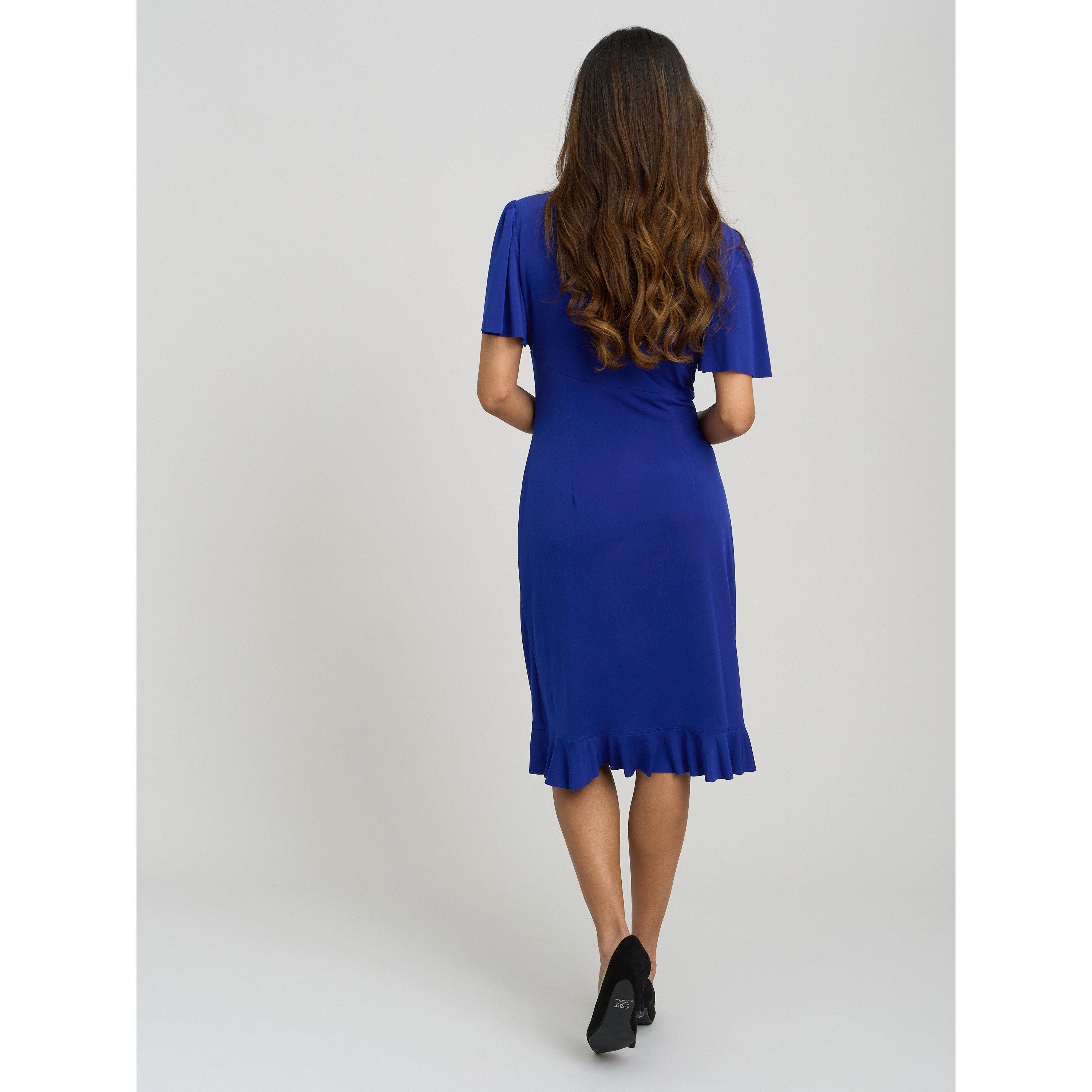 Cobalt - Gina Bacconi - Raya Faux Wrap Dress With Frill Hem - 2