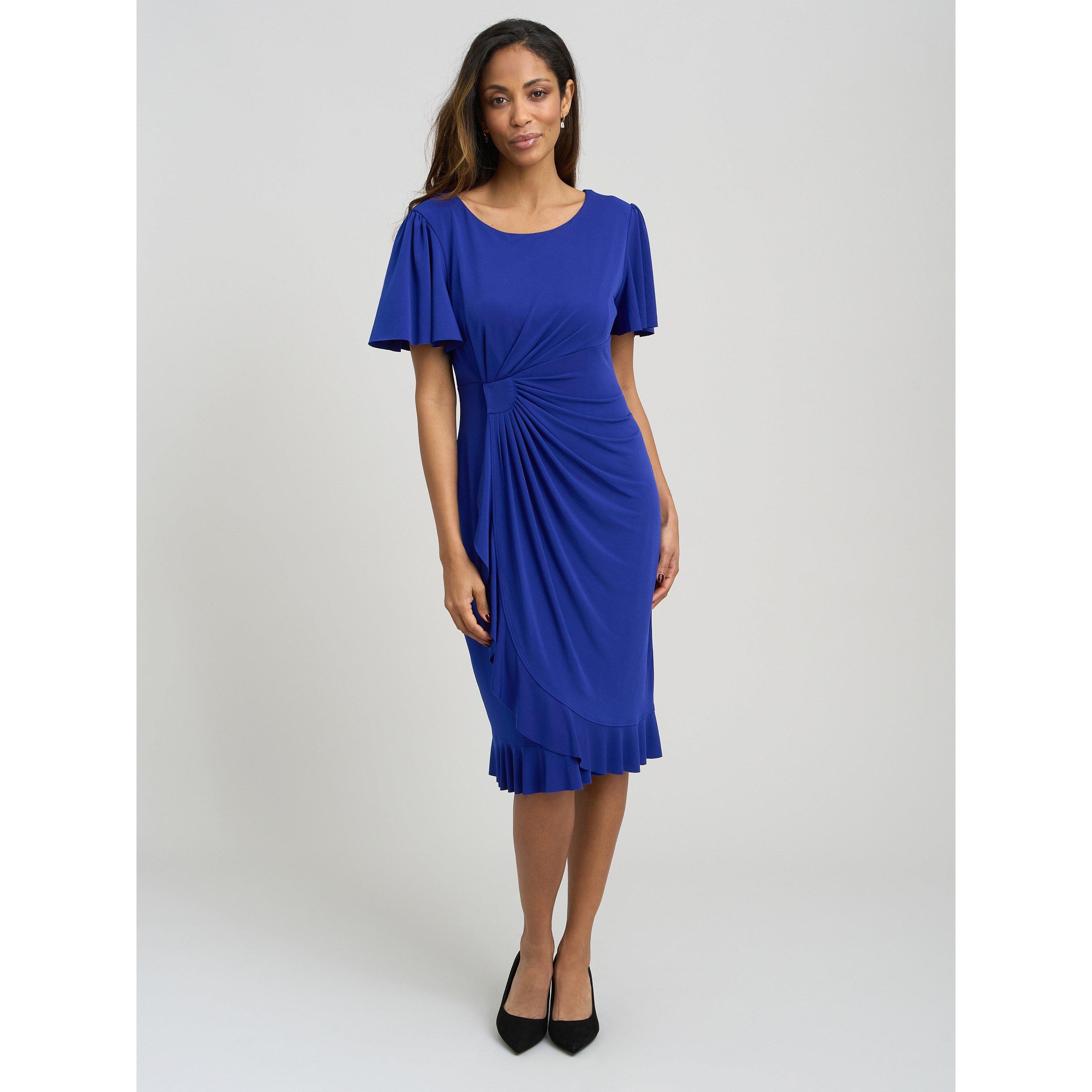 Cobalt - Gina Bacconi - Raya Faux Wrap Dress With Frill Hem - 3