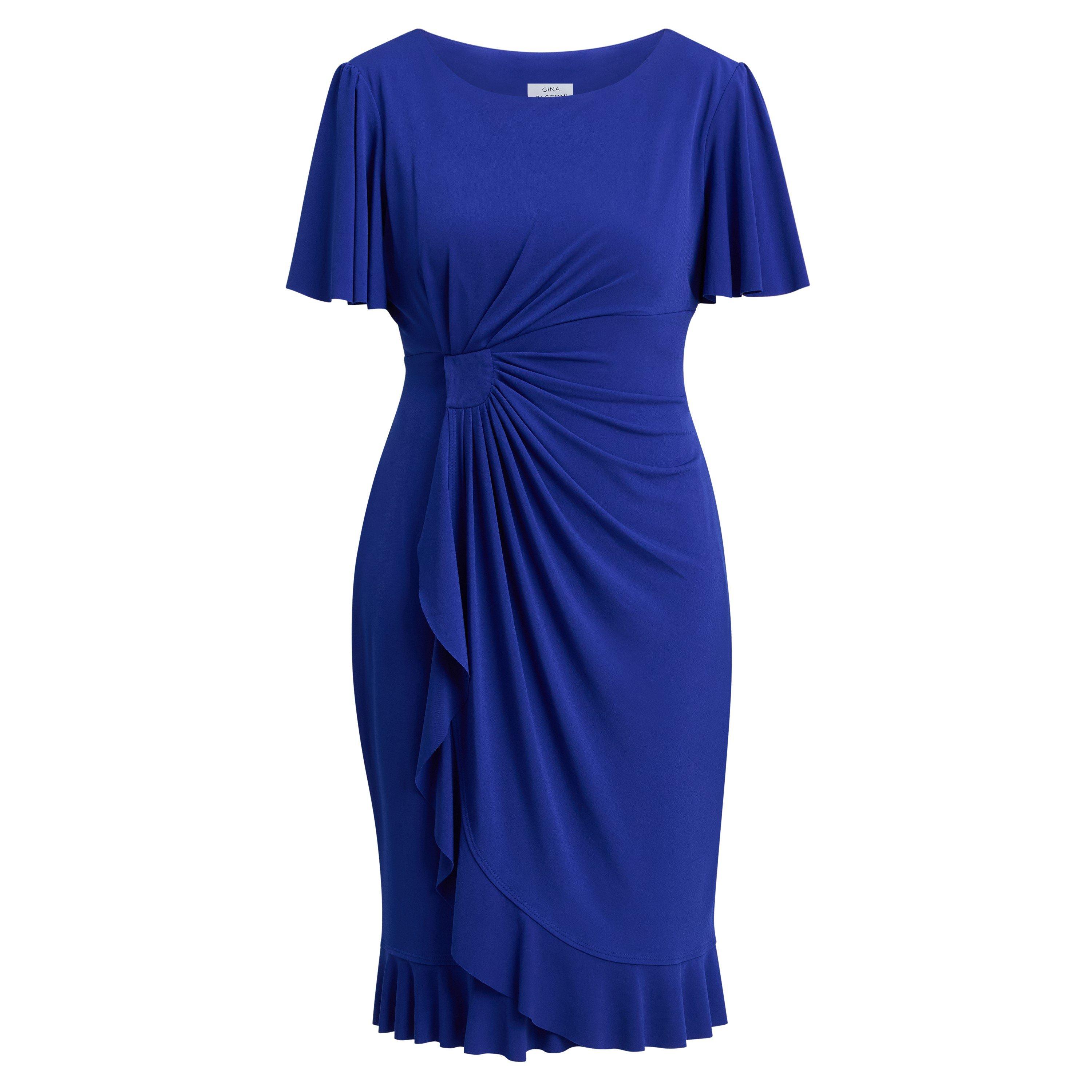 Cobalt - Gina Bacconi - Raya Faux Wrap Dress With Frill Hem - 4