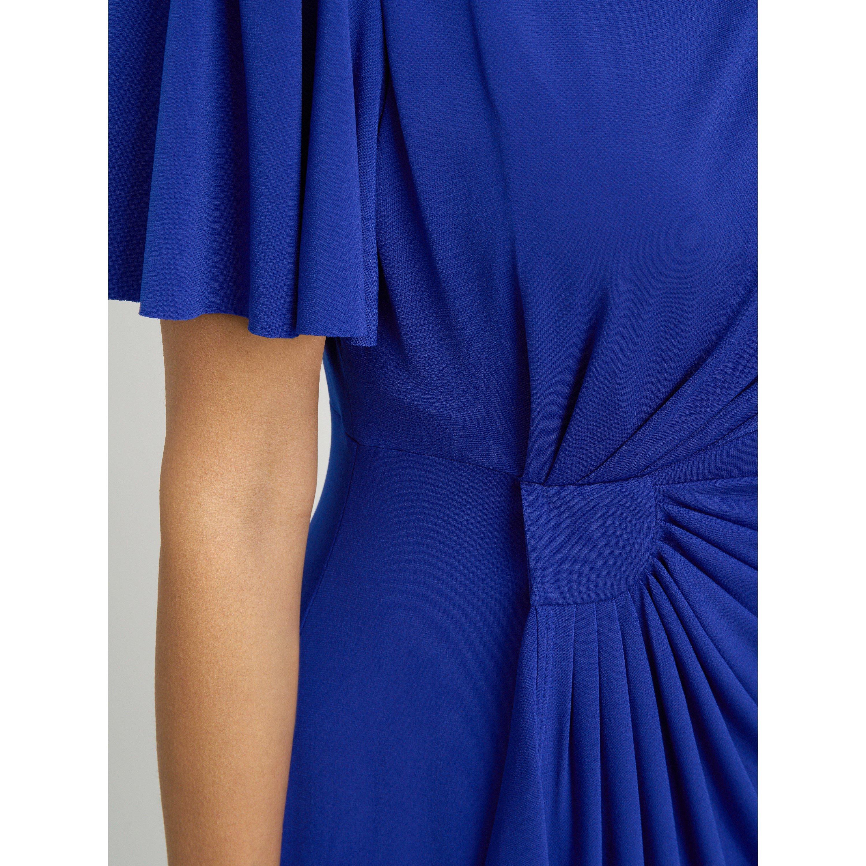 Cobalt - Gina Bacconi - Raya Faux Wrap Dress With Frill Hem - 5
