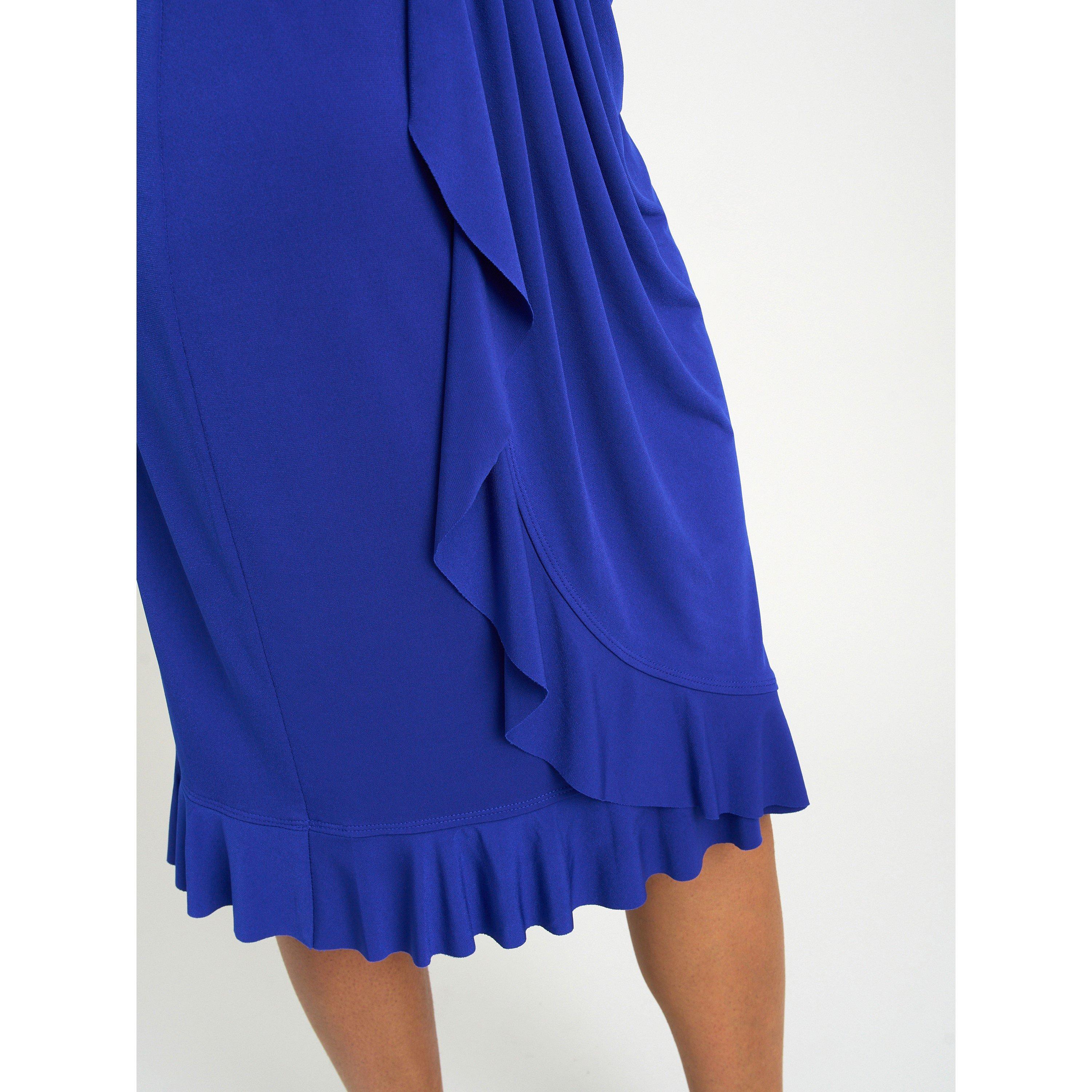 Cobalt - Gina Bacconi - Raya Faux Wrap Dress With Frill Hem - 6