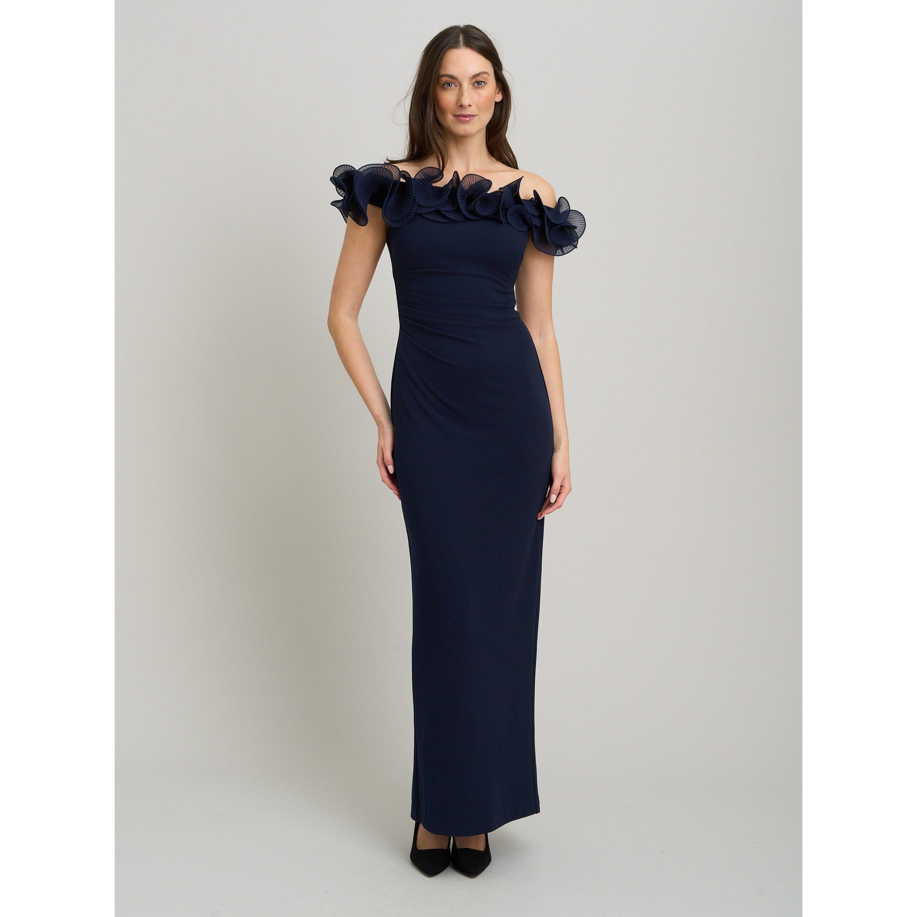 Navy - Gina Bacconi - Risa Off-Shoulder Ruffle Maxi Dress - 3