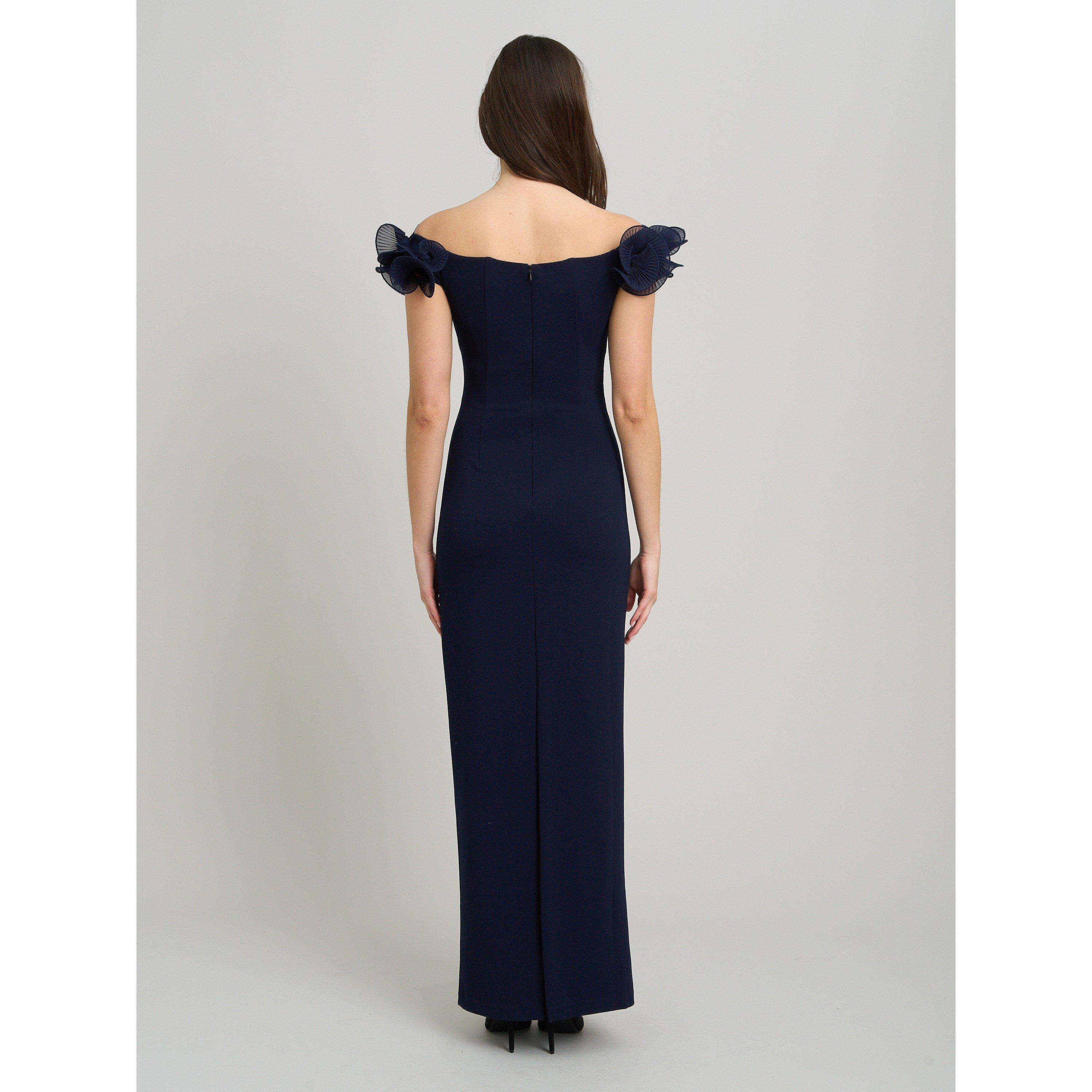 Navy - Gina Bacconi - Risa Off-Shoulder Ruffle Maxi Dress - 4