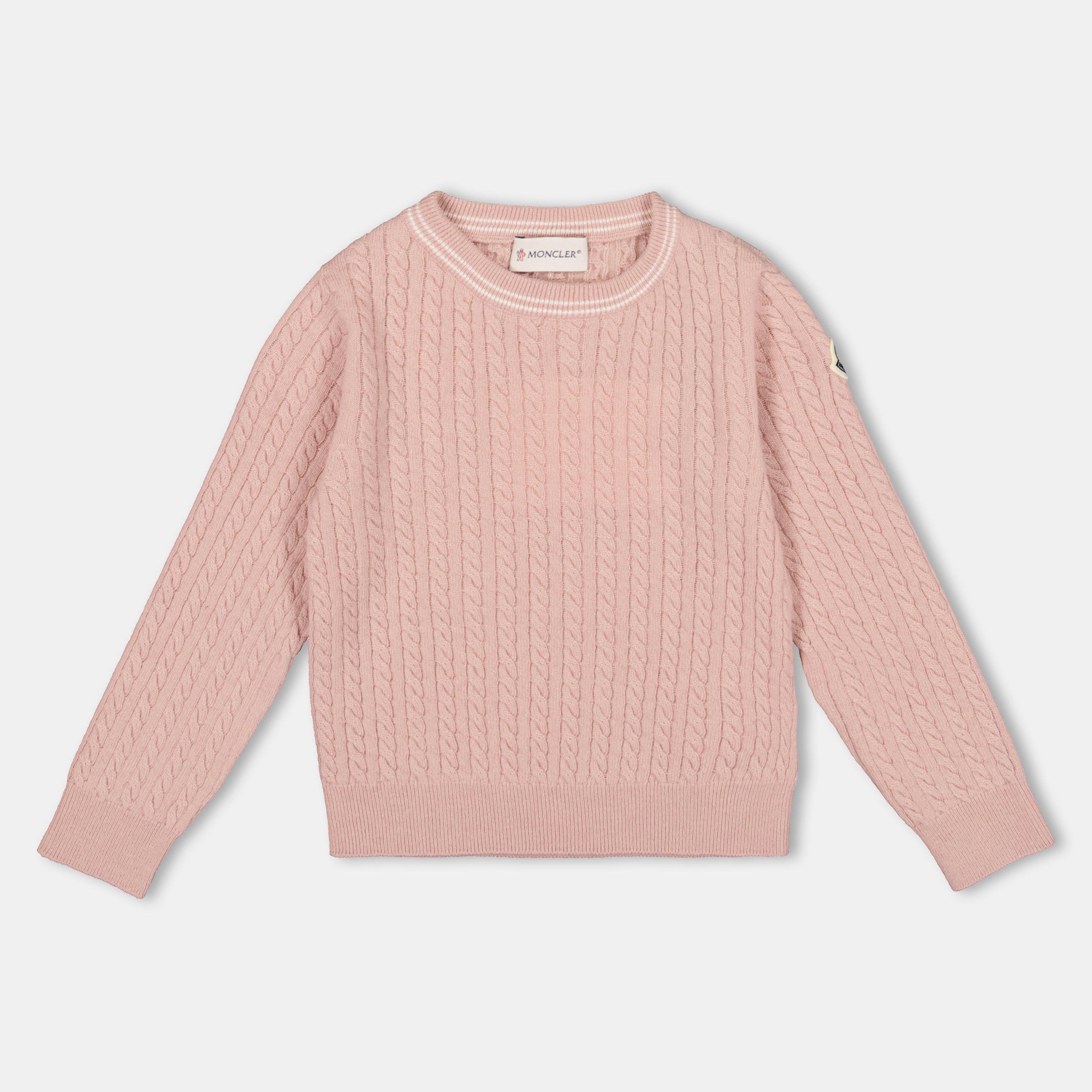 Moncler Kids' Crew Neck Knitted Top - Pink 50M - Size 4Y