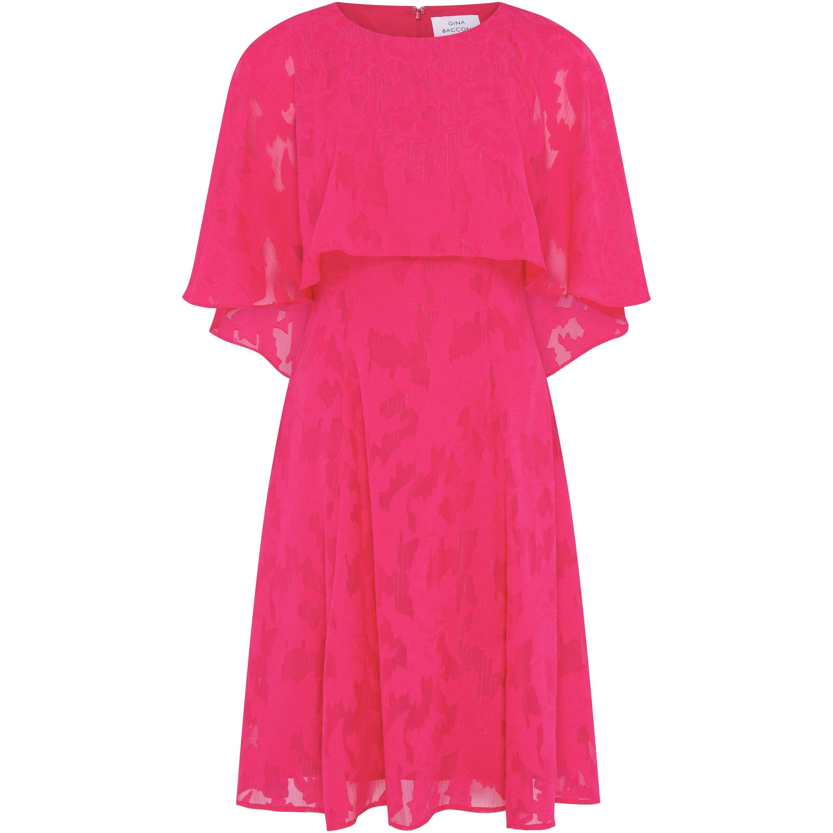 Gina Bacconi Women's Milly Jacquard Metallic Thread Dress - Peony - 12