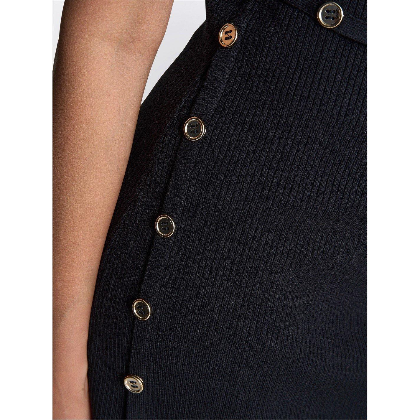 Black / Gold - Gina Bacconi - Vickie Button Detail Knit Dress - 5